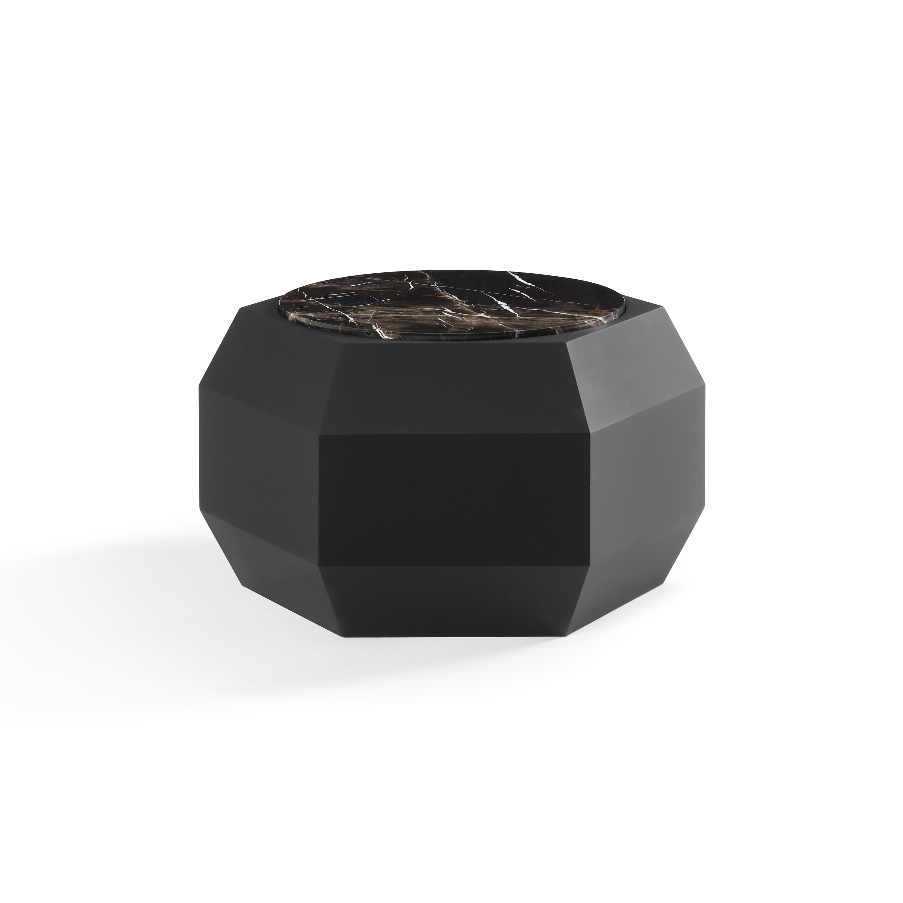 Mostrar el producto Sapphire Side Table Softtouch Black + Marble Café Amaro Top del fabricante DAMI Luxury Interior