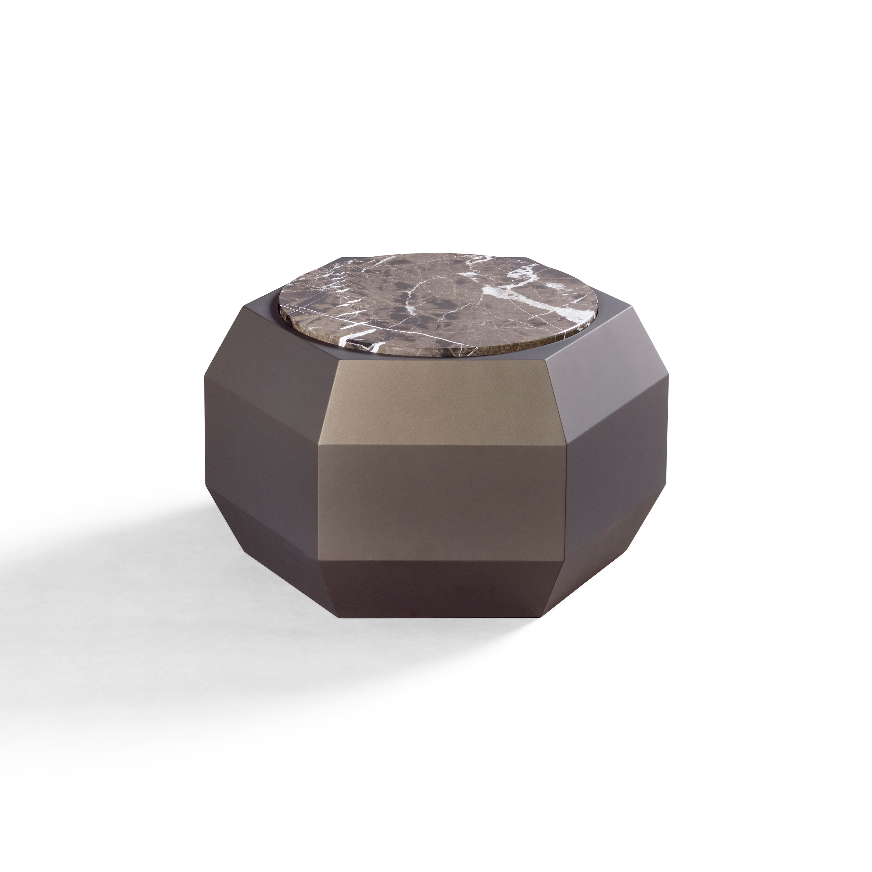 Sapphire Side Table Softtouch Bronze + Marble Café Amaro Top