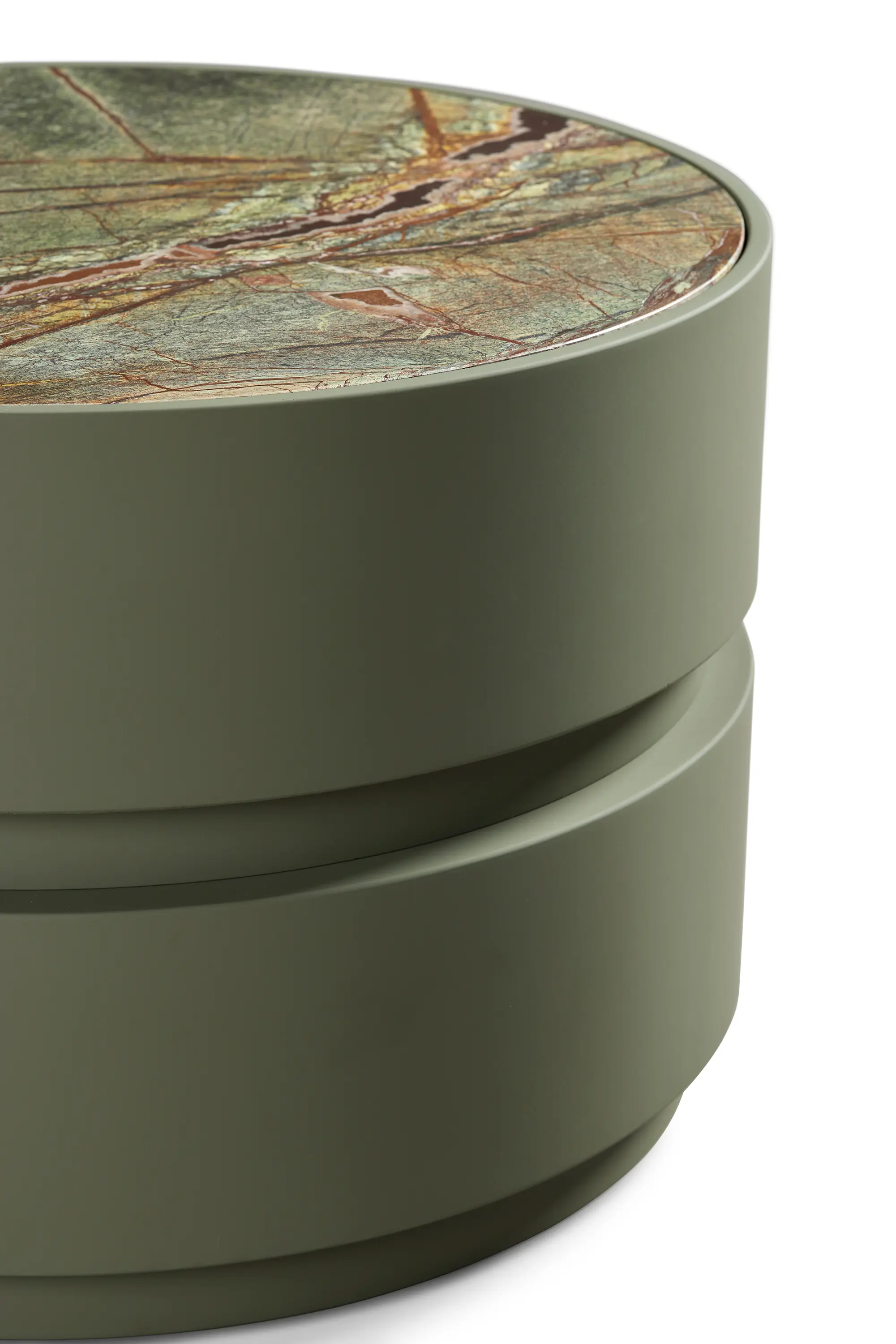 DAMI Luxury Interior - Spinel Coffee Table Softtouch Olive + Marble Forest Green Inlay