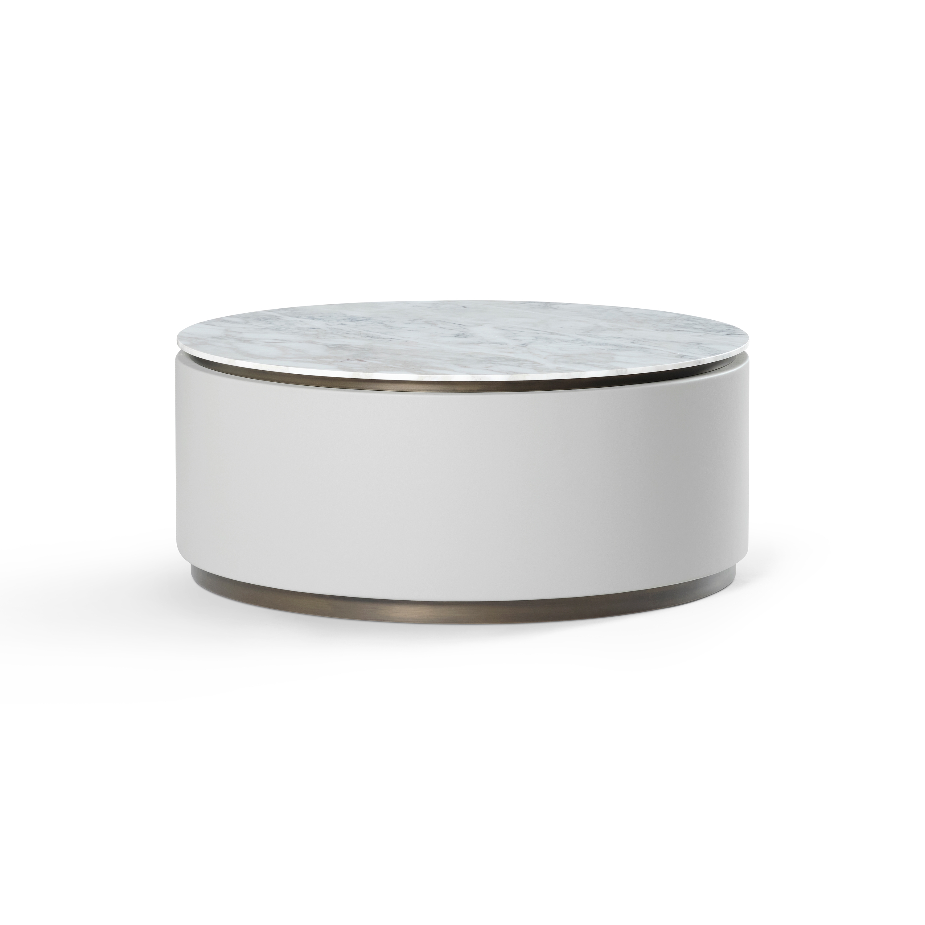 Topaz Coffee Table Soft Leather Stone + Marble Arrabescato Top