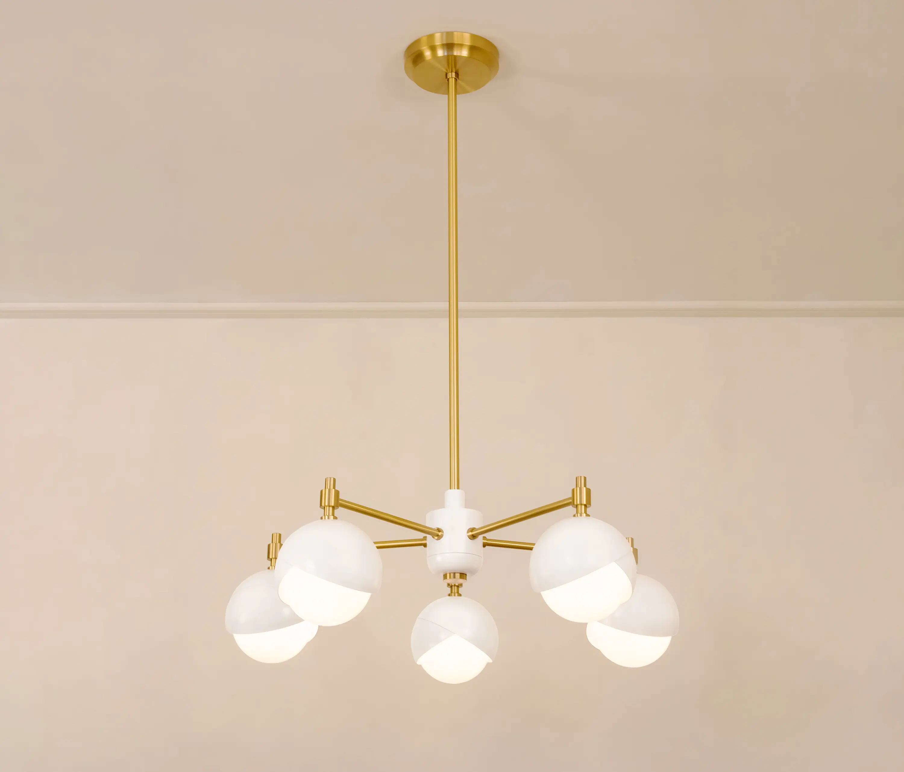 Trella - Benedict | 5 Light Chandelier (Eggshell / Satin Brass)