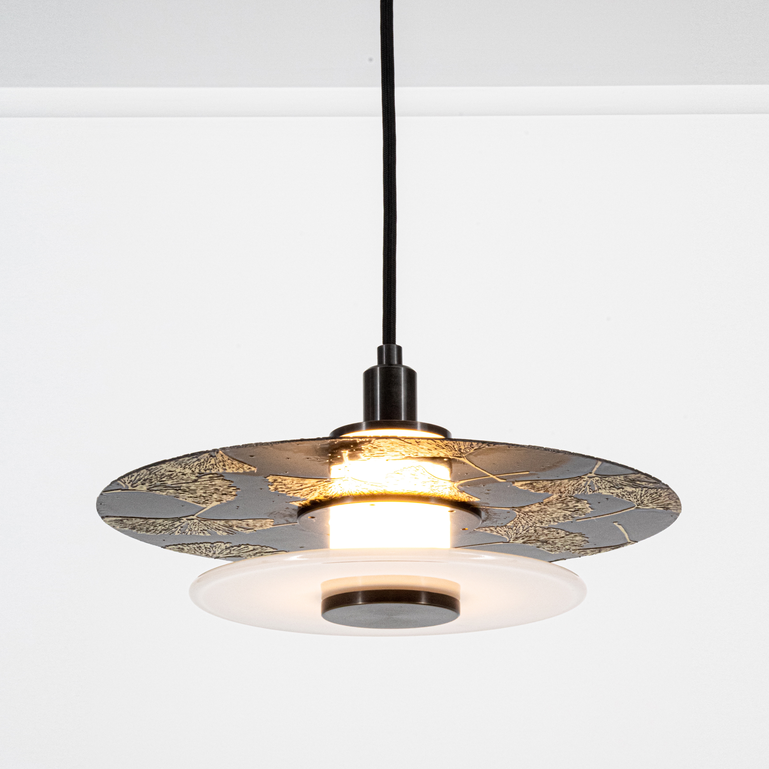 Klein | Pendant - 11 inch (Ginkgo etch in blackened two tone)
