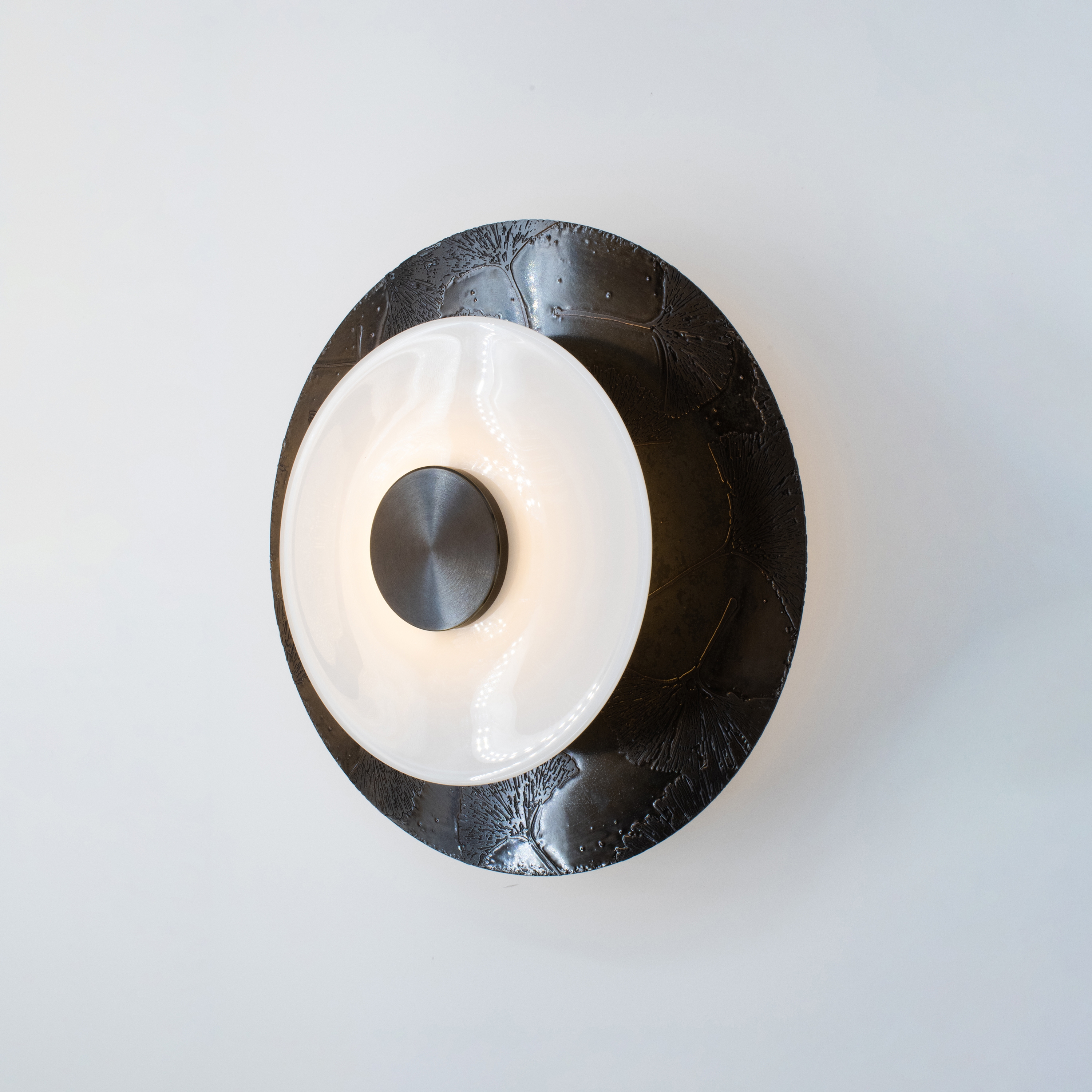 Klein | Sconce (Ginkgo etch in blackened brass)