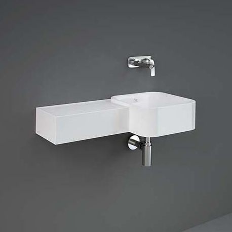 Display product RAK-PETIT | Squared Wall Hung Left Ledge Washbasin without tap hole from manufacturer RAK Ceramics