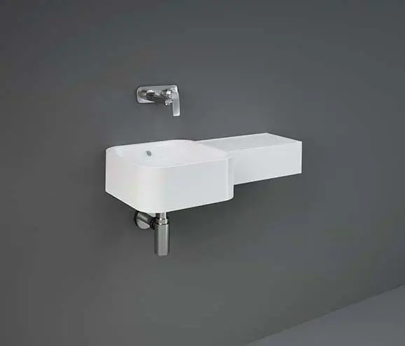 RAK Ceramics - RAK-PETIT | Squared Wall Hung Right Ledge Washbasin without tap hole