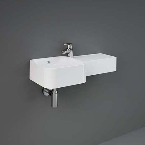 Display product RAK-PETIT | Squared Wall Hung Right Ledge Washbasin with tap hole from manufacturer RAK Ceramics