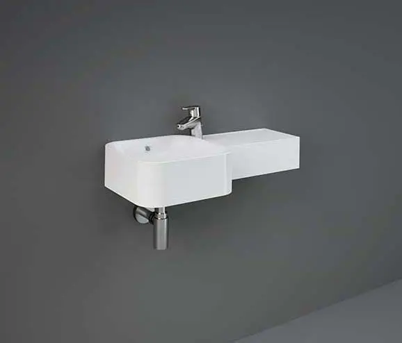 RAK Ceramics - RAK-PETIT | Squared Wall Hung Right Ledge Washbasin with tap hole