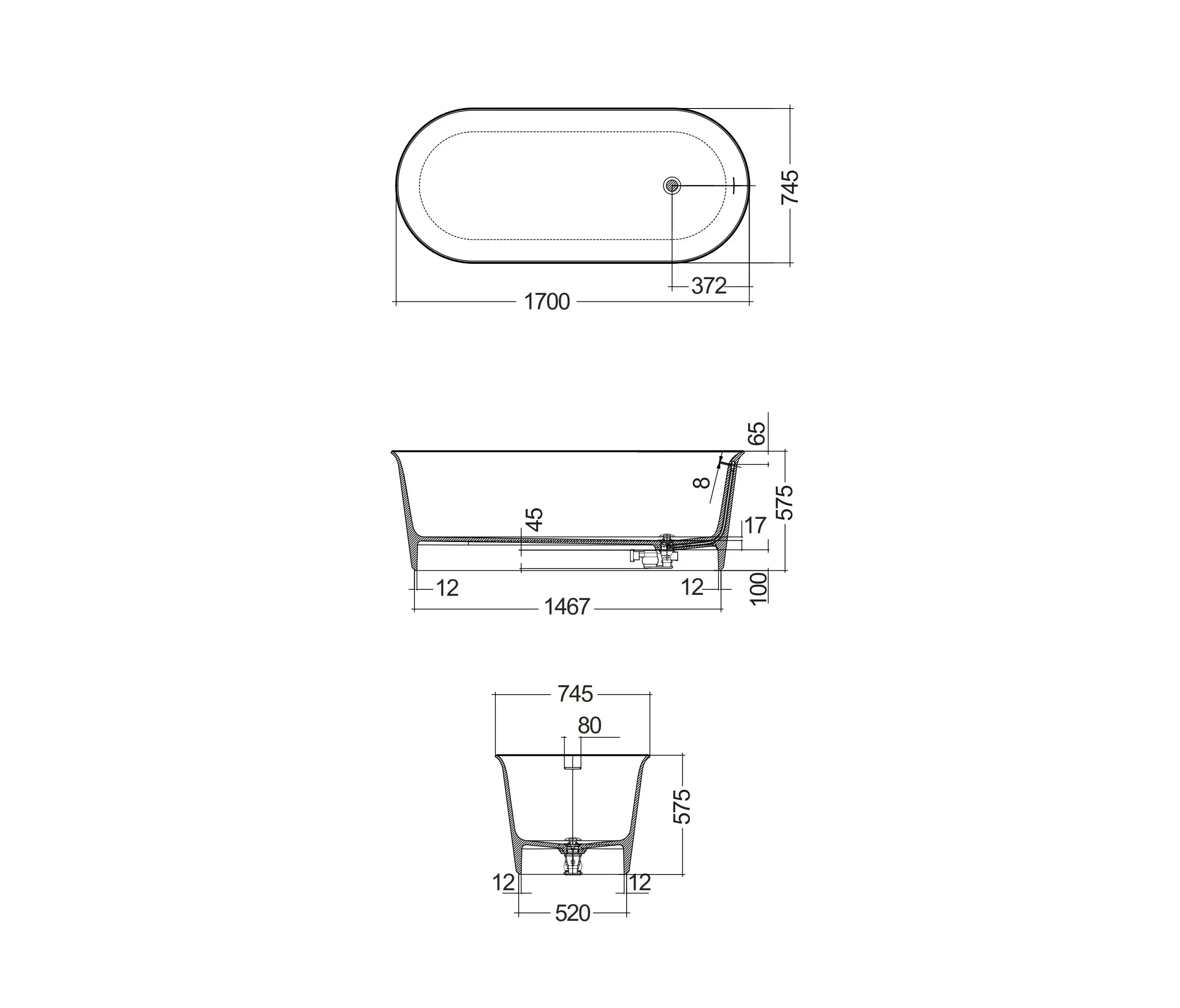 RAK Ceramics - RAK-VALET | Bathtub Matt Black