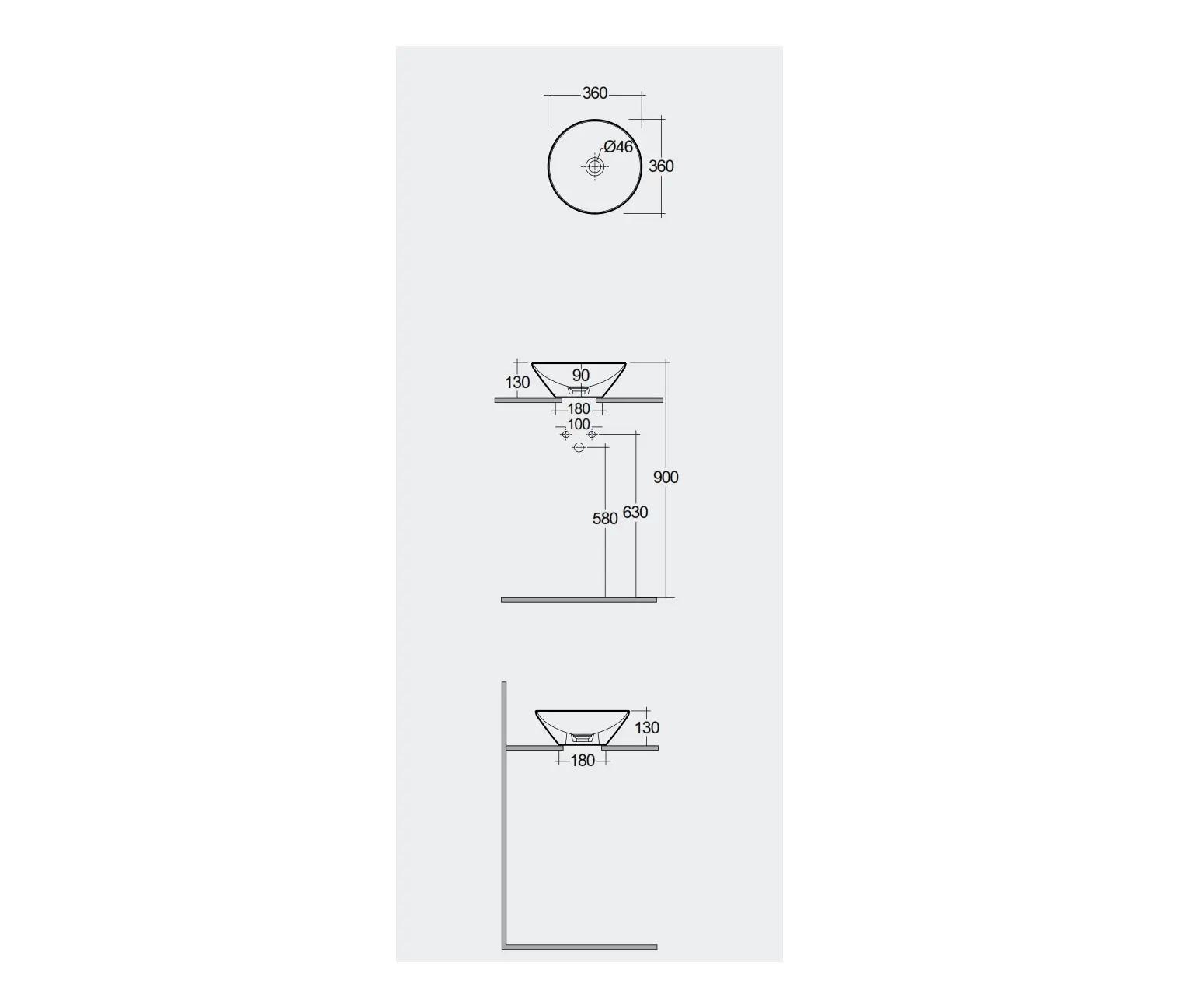 RAK Ceramics - RAK-VARIANT | Round Countertop washbasin without tap hole