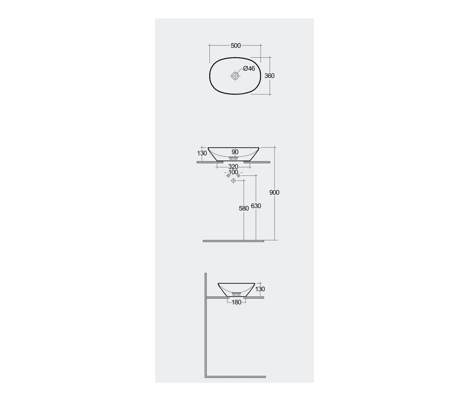 RAK Ceramics - RAK-VARIANT | Oval Countertop washbasin without tap hole