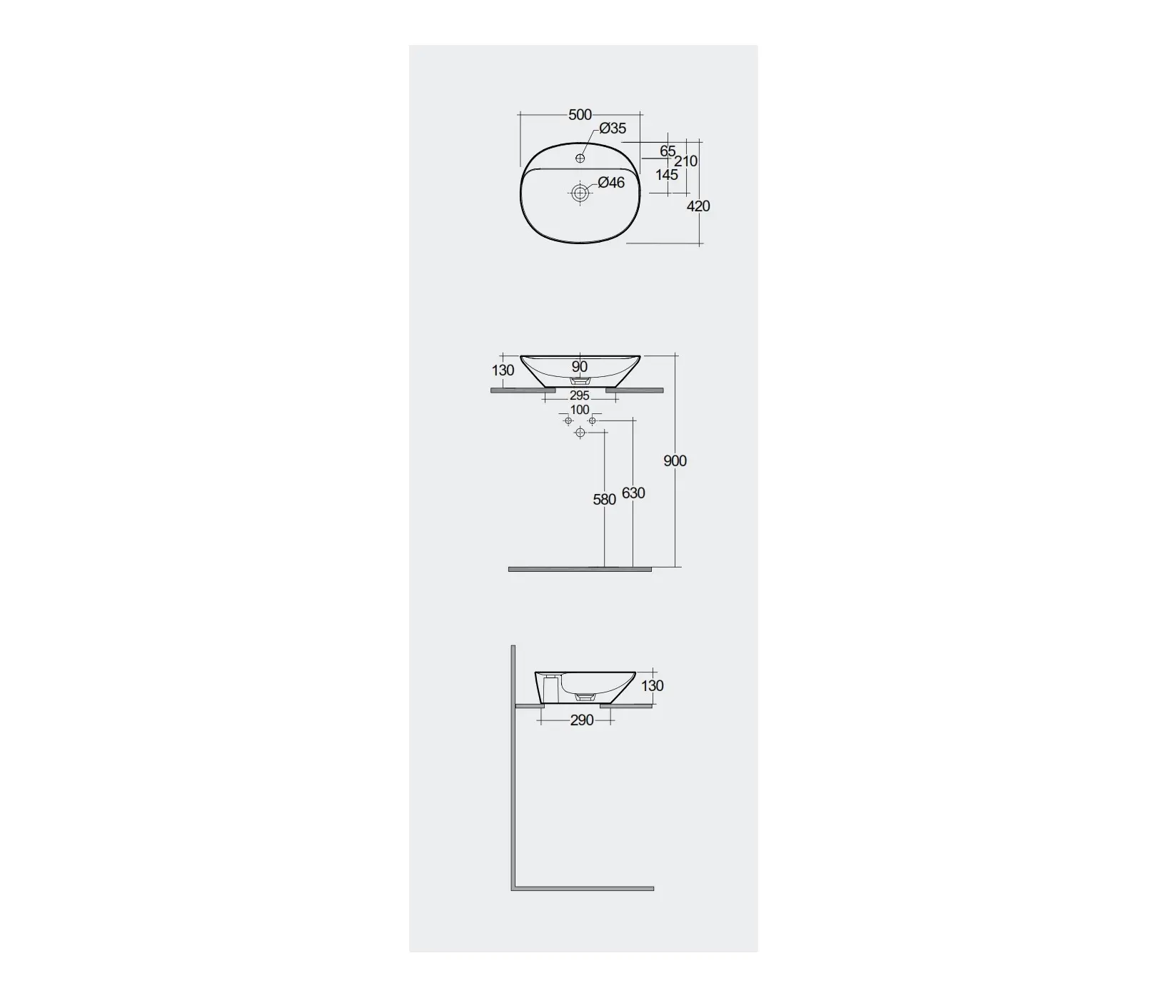 RAK Ceramics - RAK-VARIANT | Oval Countertop washbasin with tap hole