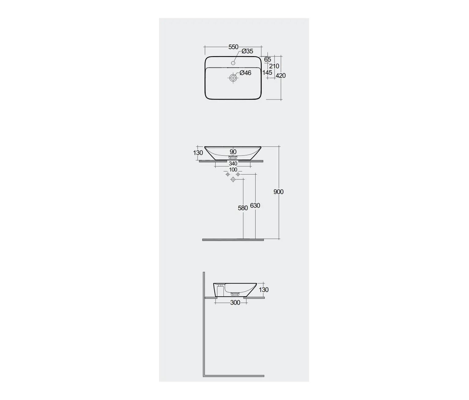 RAK Ceramics - RAK-VARIANT | Rectangle Countertop washbasin with tap hole