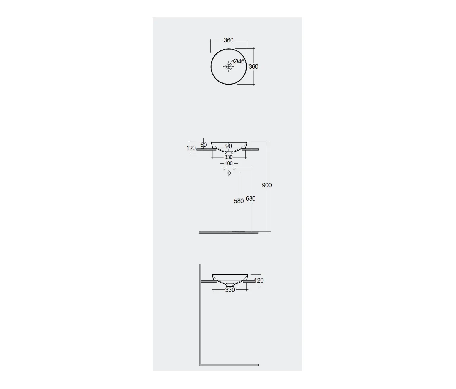 RAK Ceramics - RAK-VARIANT | Round Drop in Washbasin without tap hole
