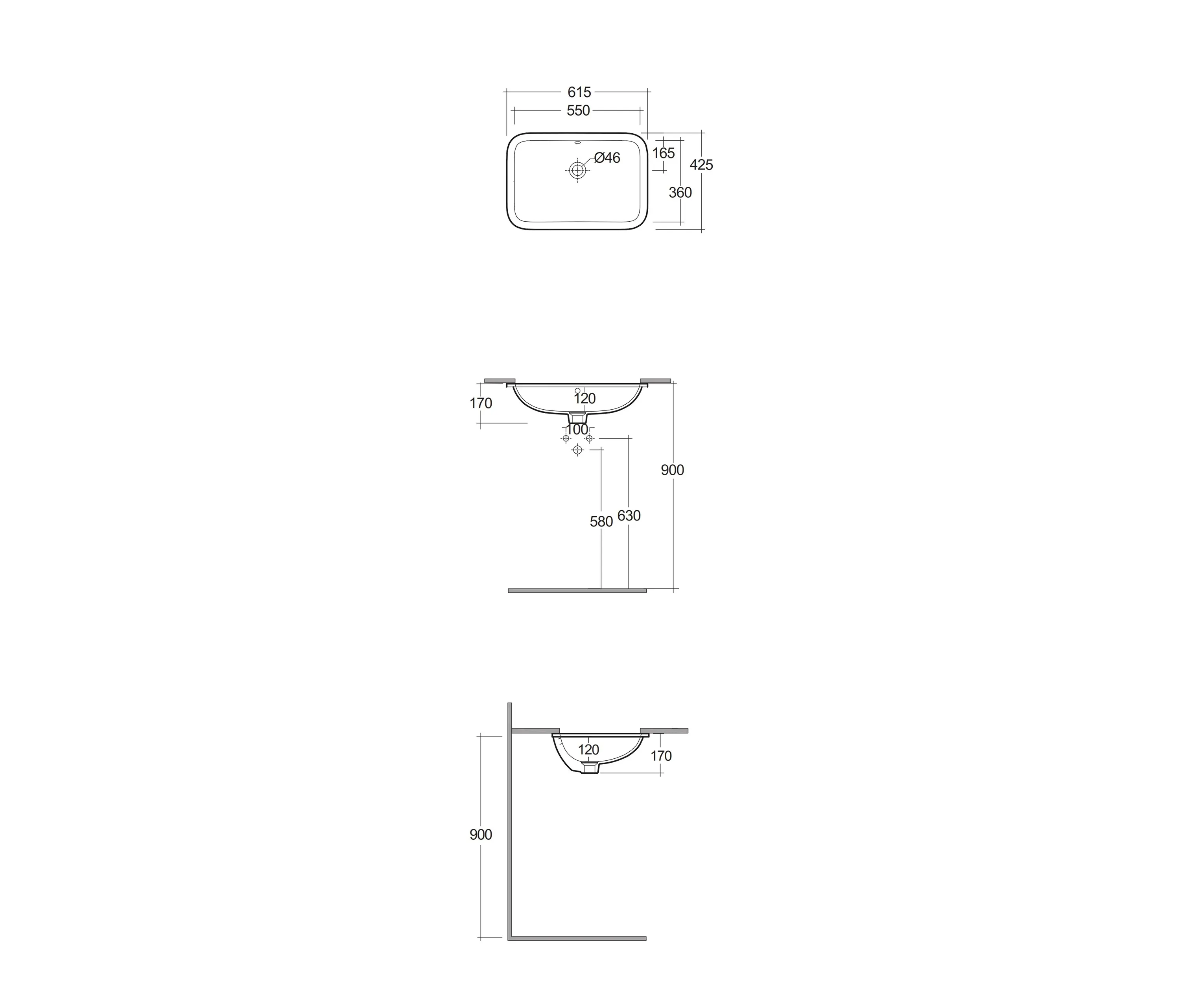 RAK Ceramics - RAK-VARIANT | Rectangle Undercounter Washbasin
