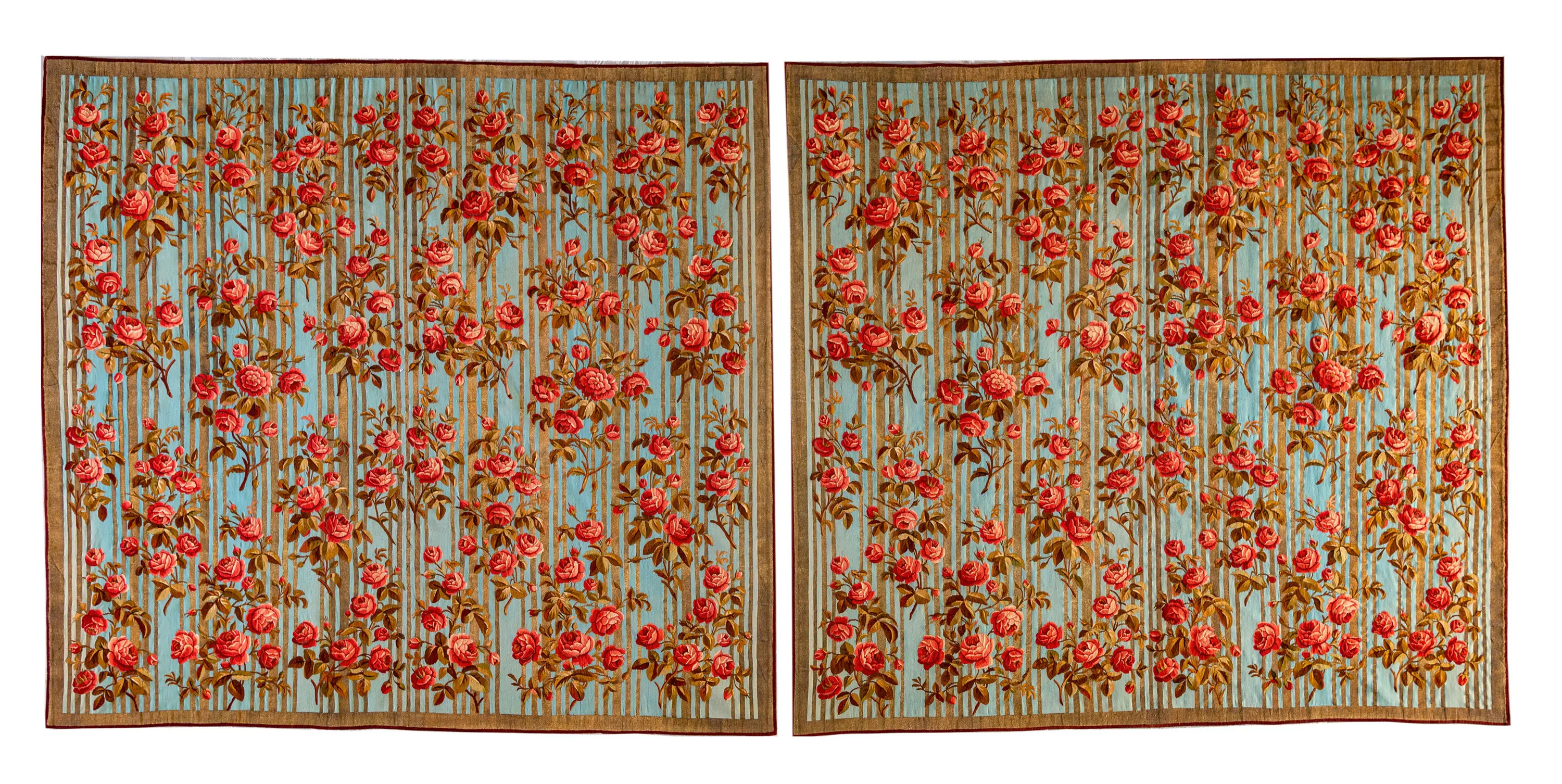 D.S.V. CARPETS - Pair of Aubusson Tapestries with golden threads