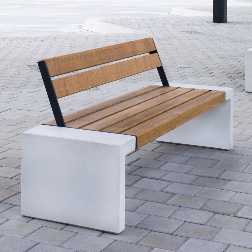 Display product Woody | Bench with Backrest from manufacturer VPI Concrete
