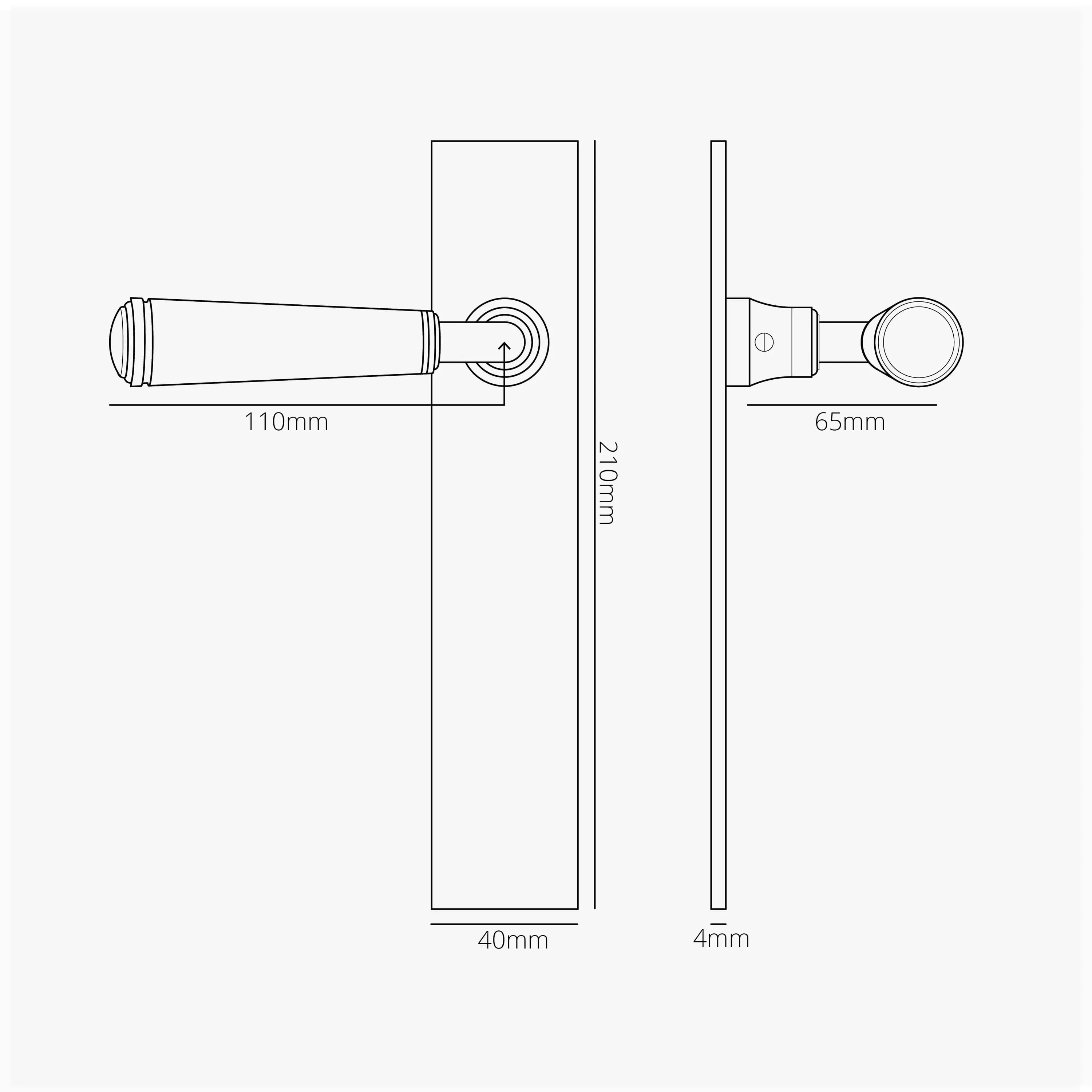 MANILLA PARA PUERTAS DIGBY CON PLACA LARGA (FIJA) – Manillas de Corston ...
