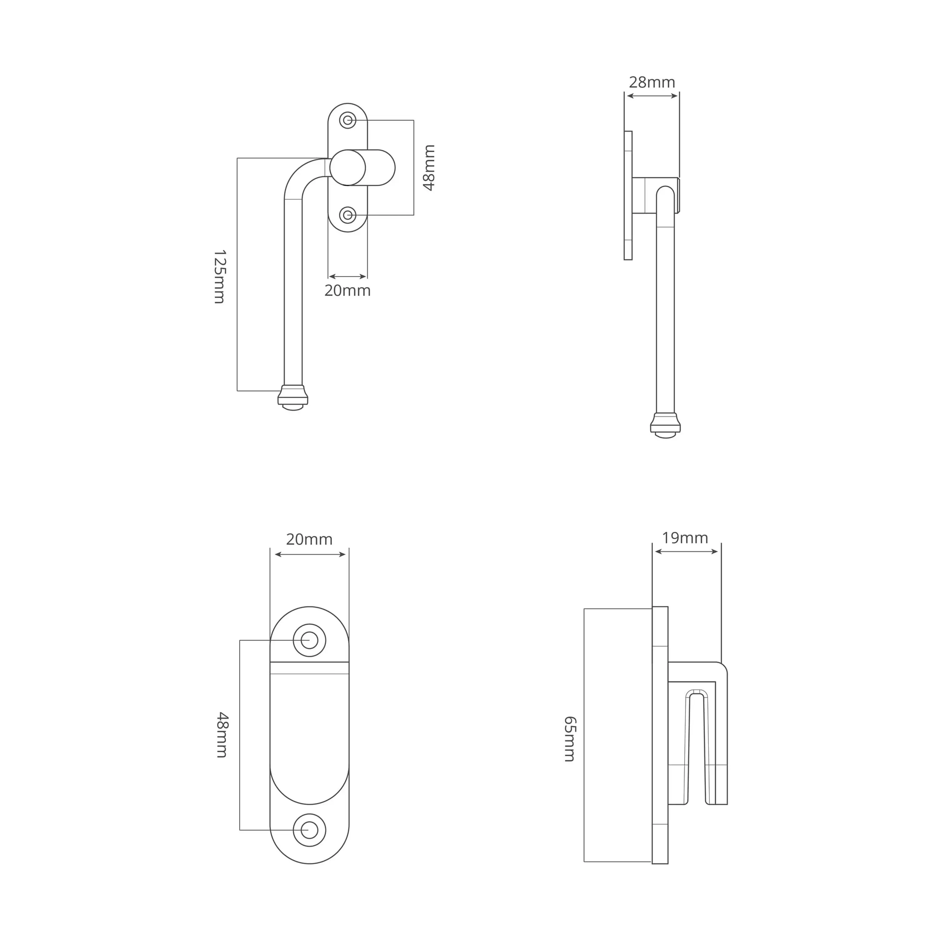 Corston Architectural Detail - Southbank rechtshändiger oberflächenmontierter Flügelfenstergriff