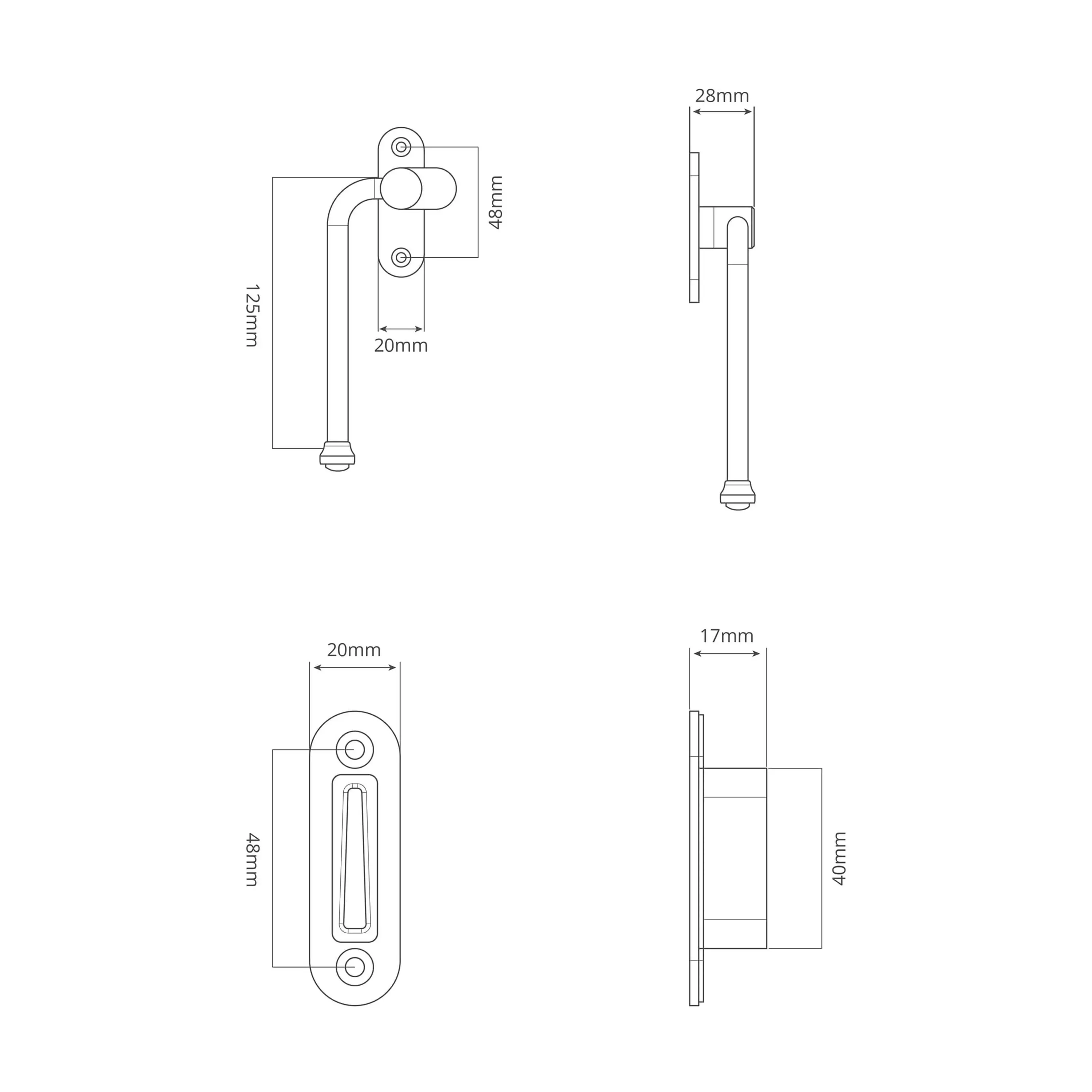Corston Architectural Detail - Southbank rechtshändiger Flügelfenstergriff mit Schild