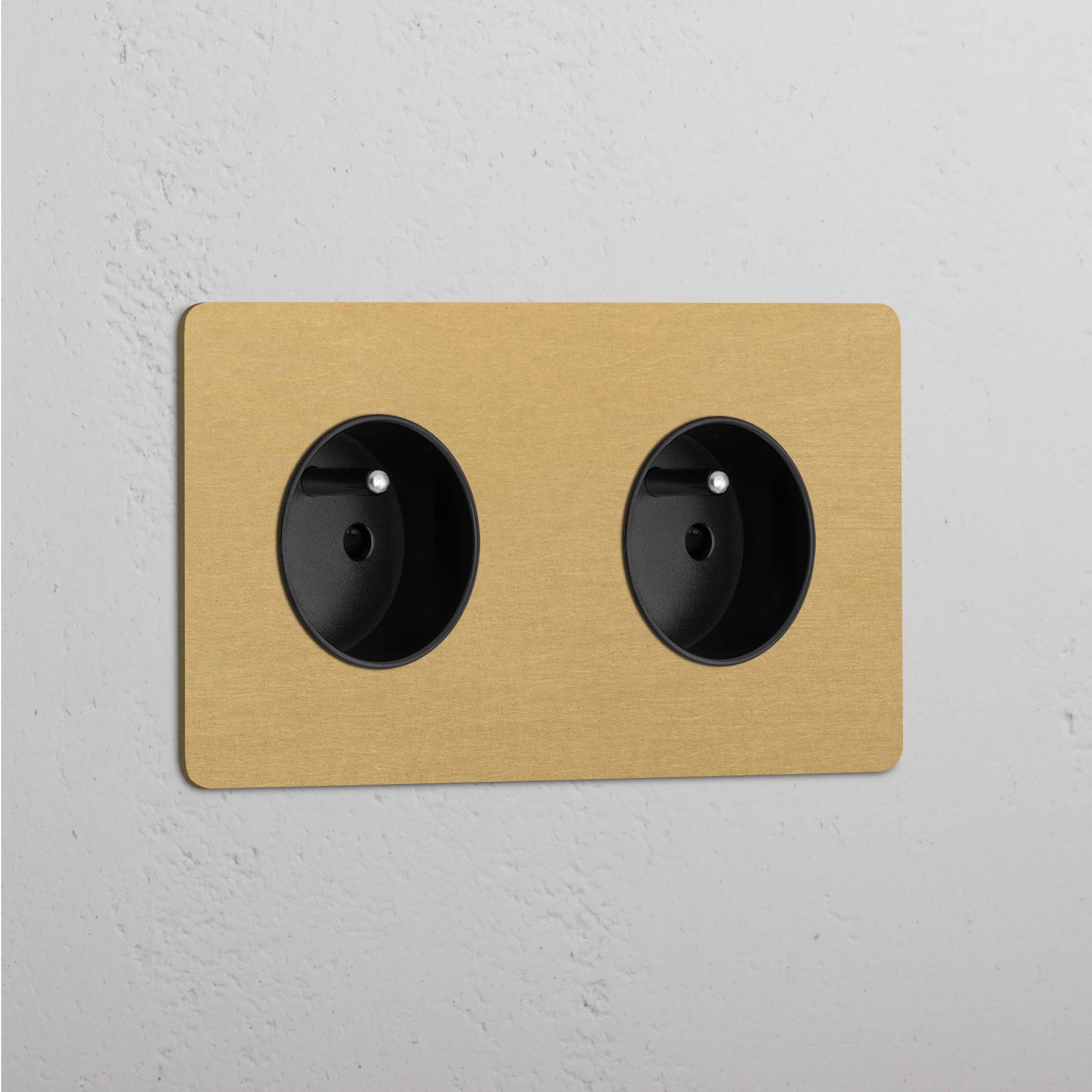 Double 2x French Power Socket Round