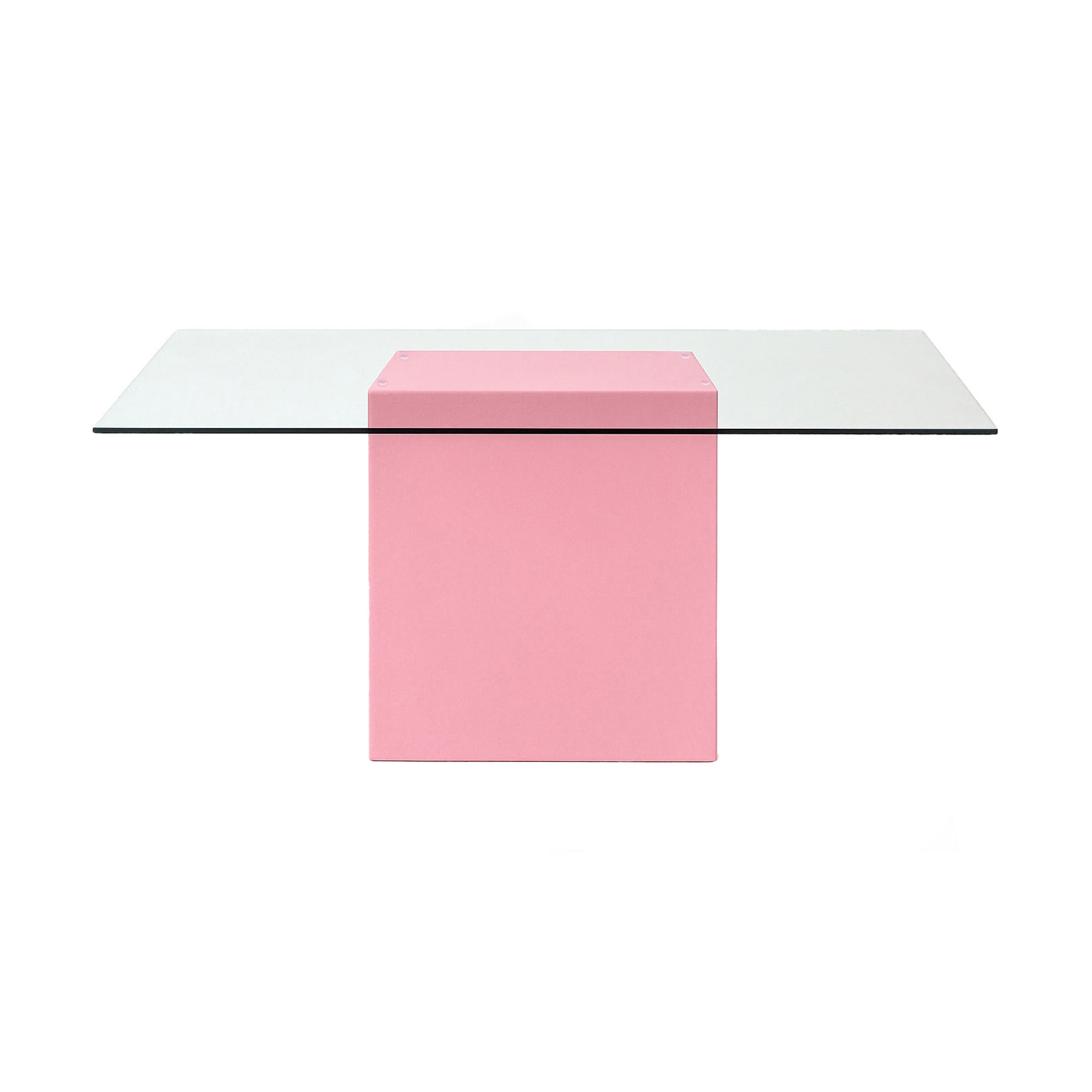 Aire Dining Table Glass & Pink Lacquer