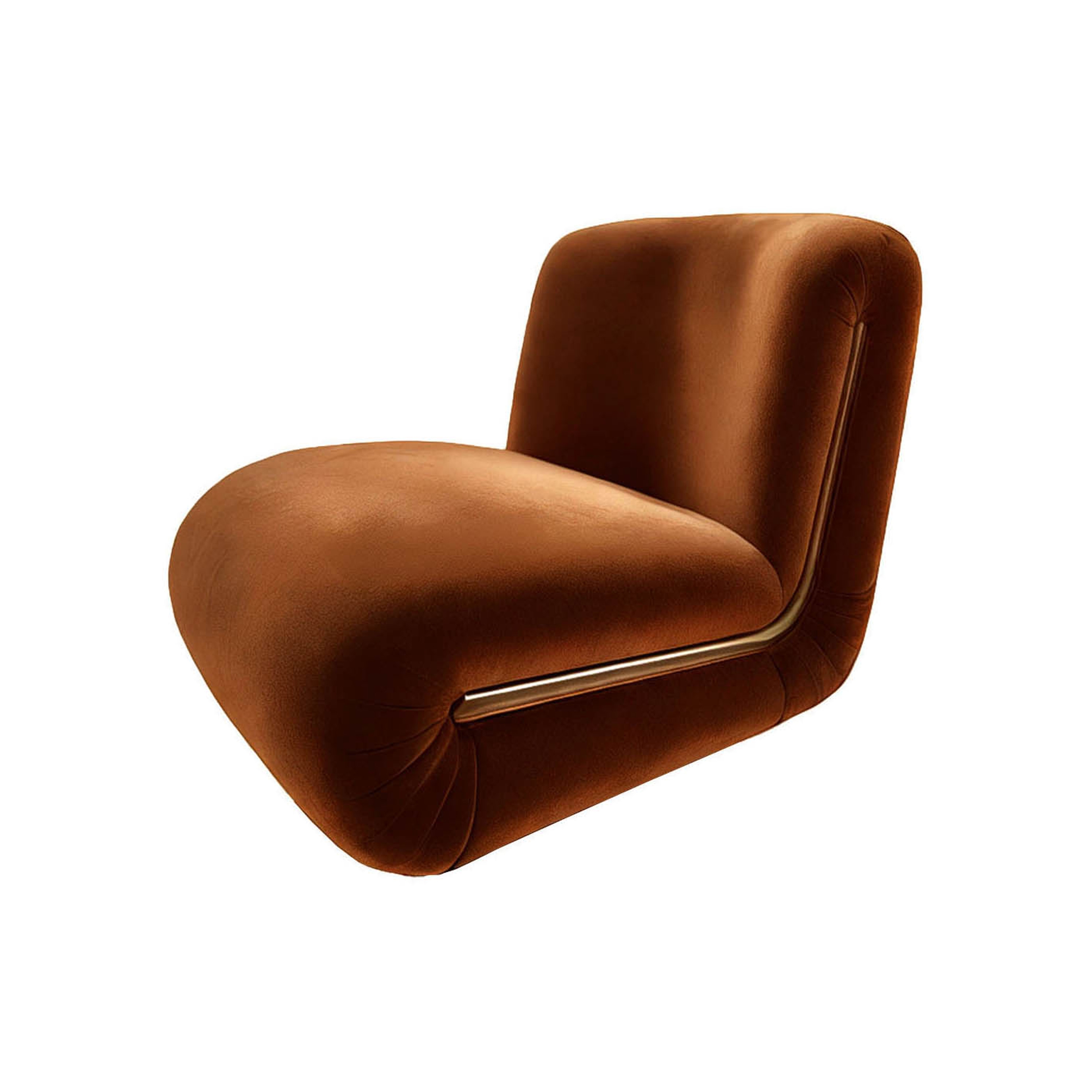 Vertoon produk Frenesí Lounge Chair Brown Velvet van vervaardiger moanne