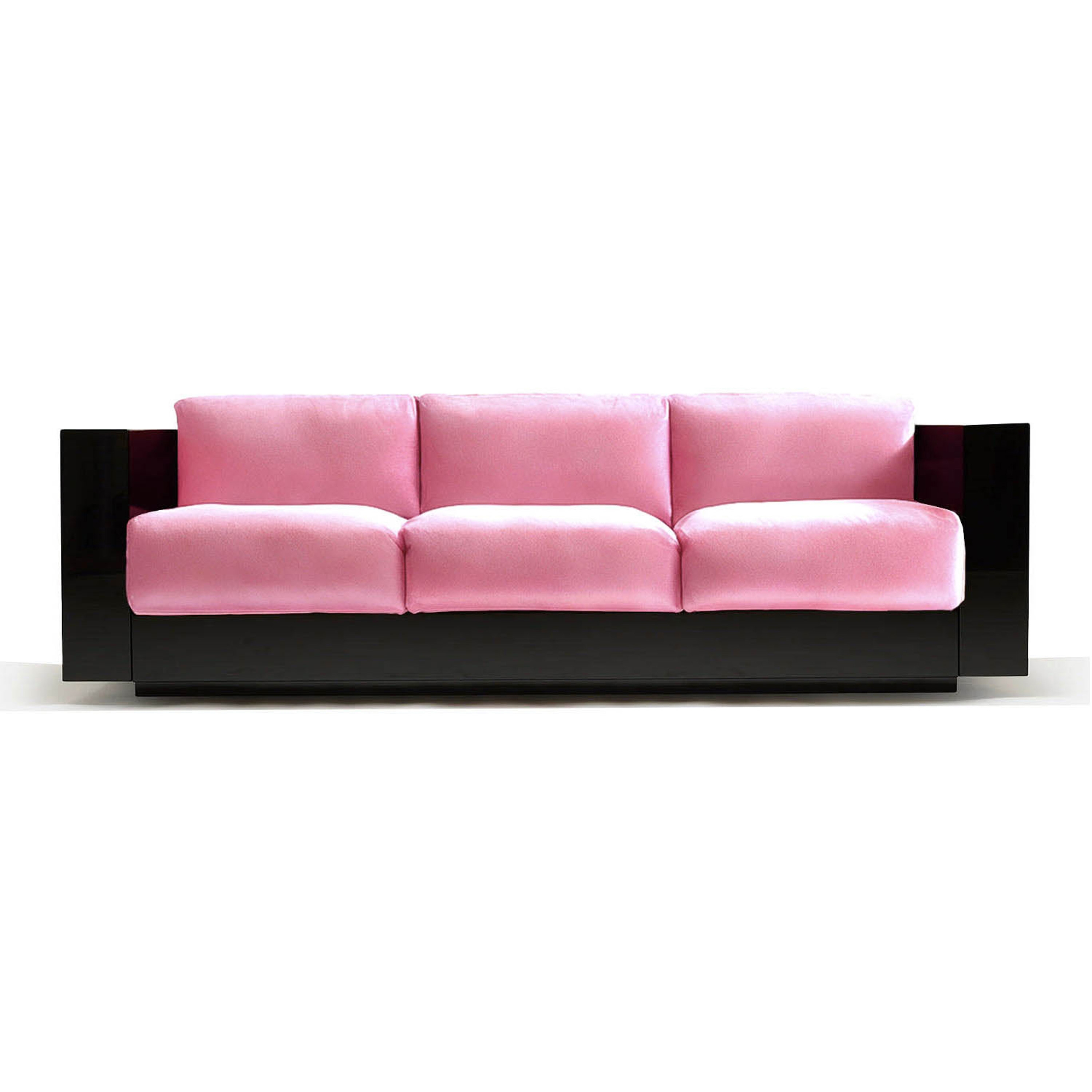 Revolución Sofa Pink Velvet Black Lacquer