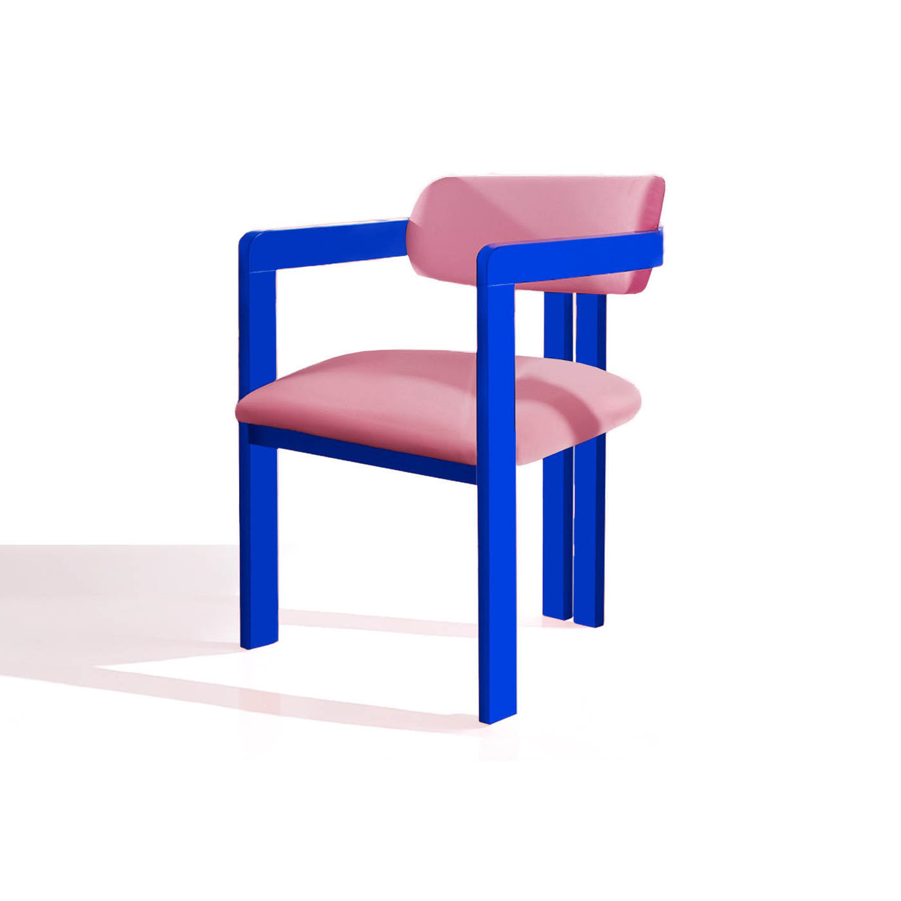 Vértigo Dining Chair Pink Velvet Blue Legs