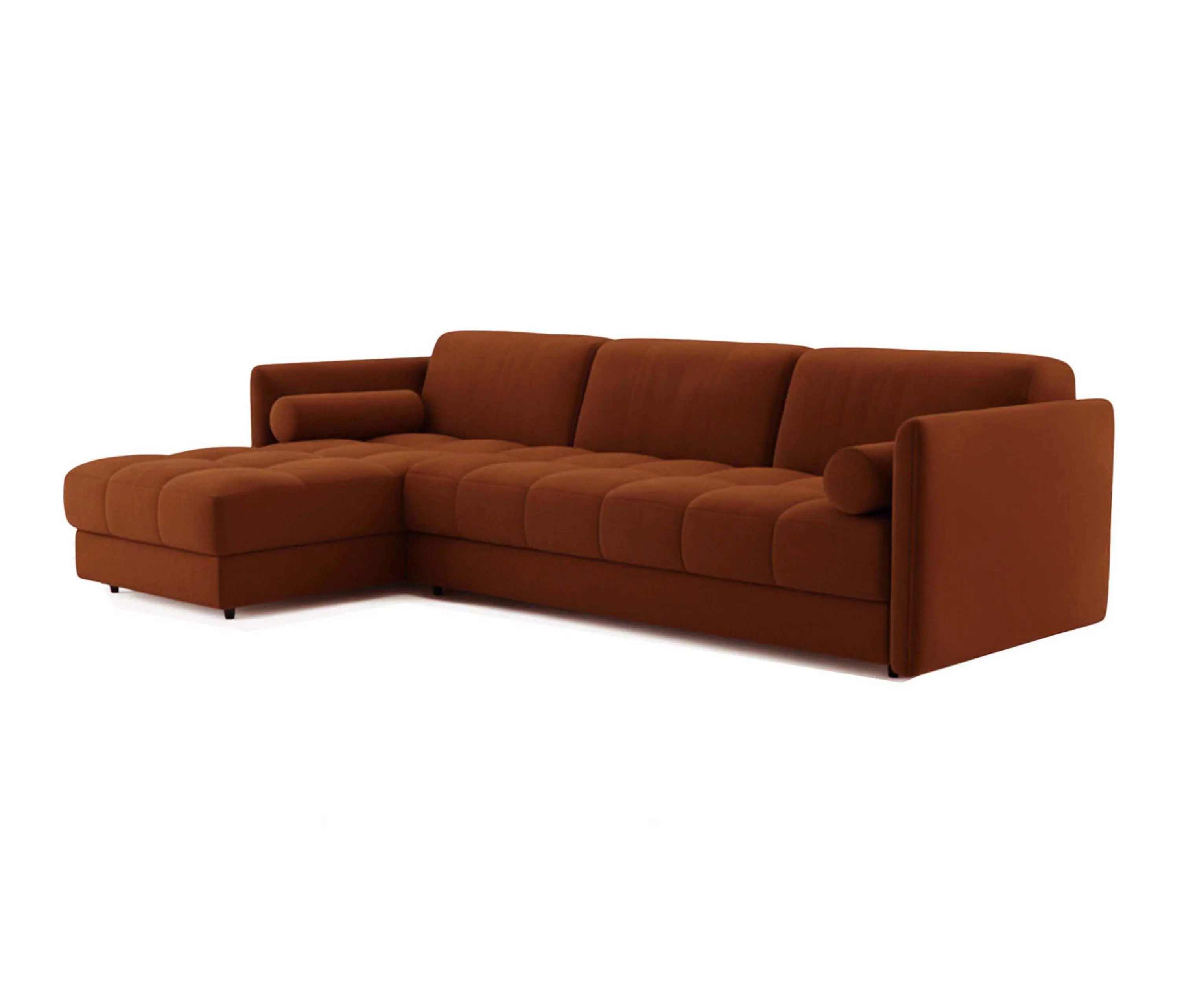 moanne - Vínculo Sectional Sofa Brown Velvet