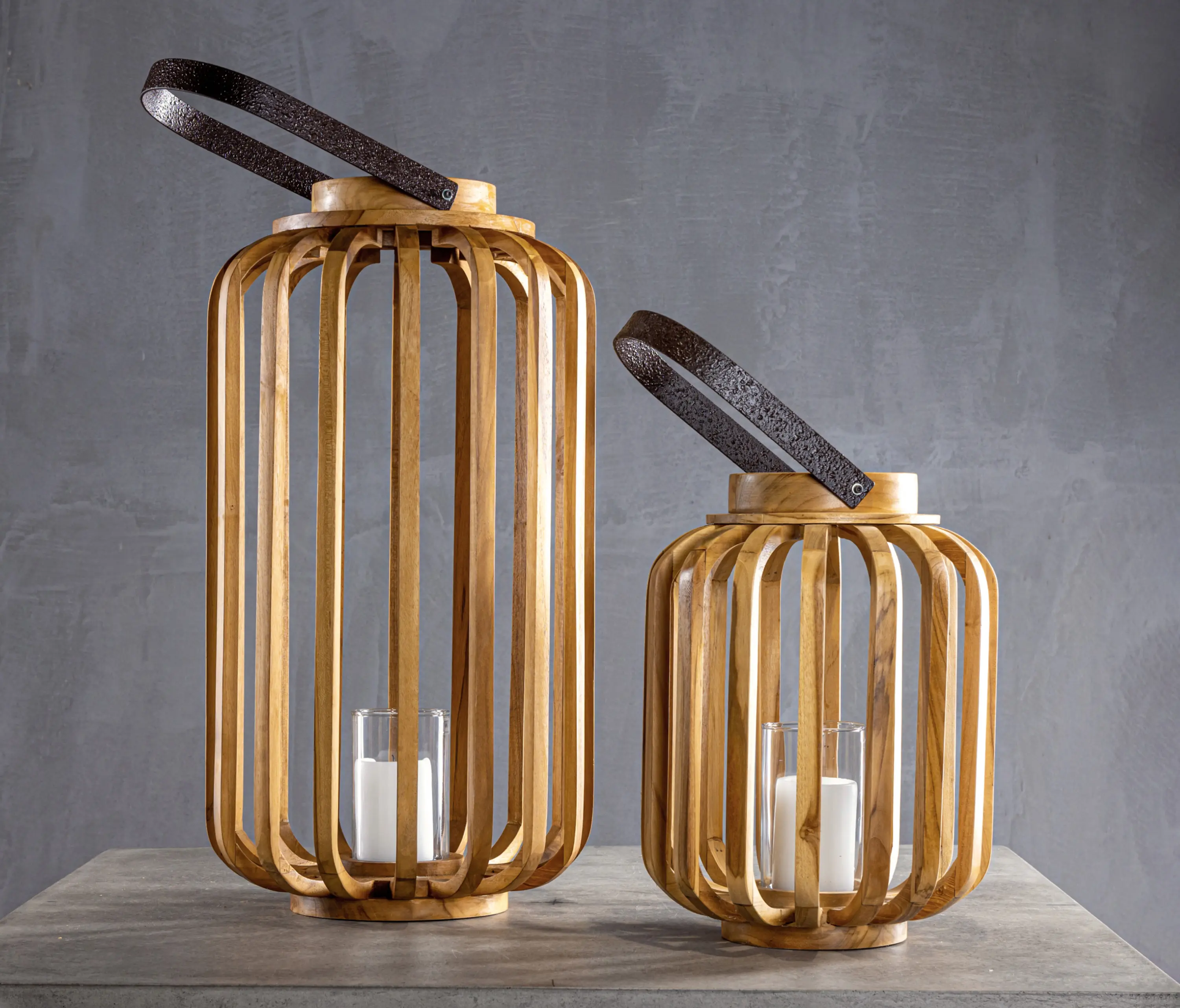 Set Collection - Kanso | Pumpkin Teak Lantern Set of 2