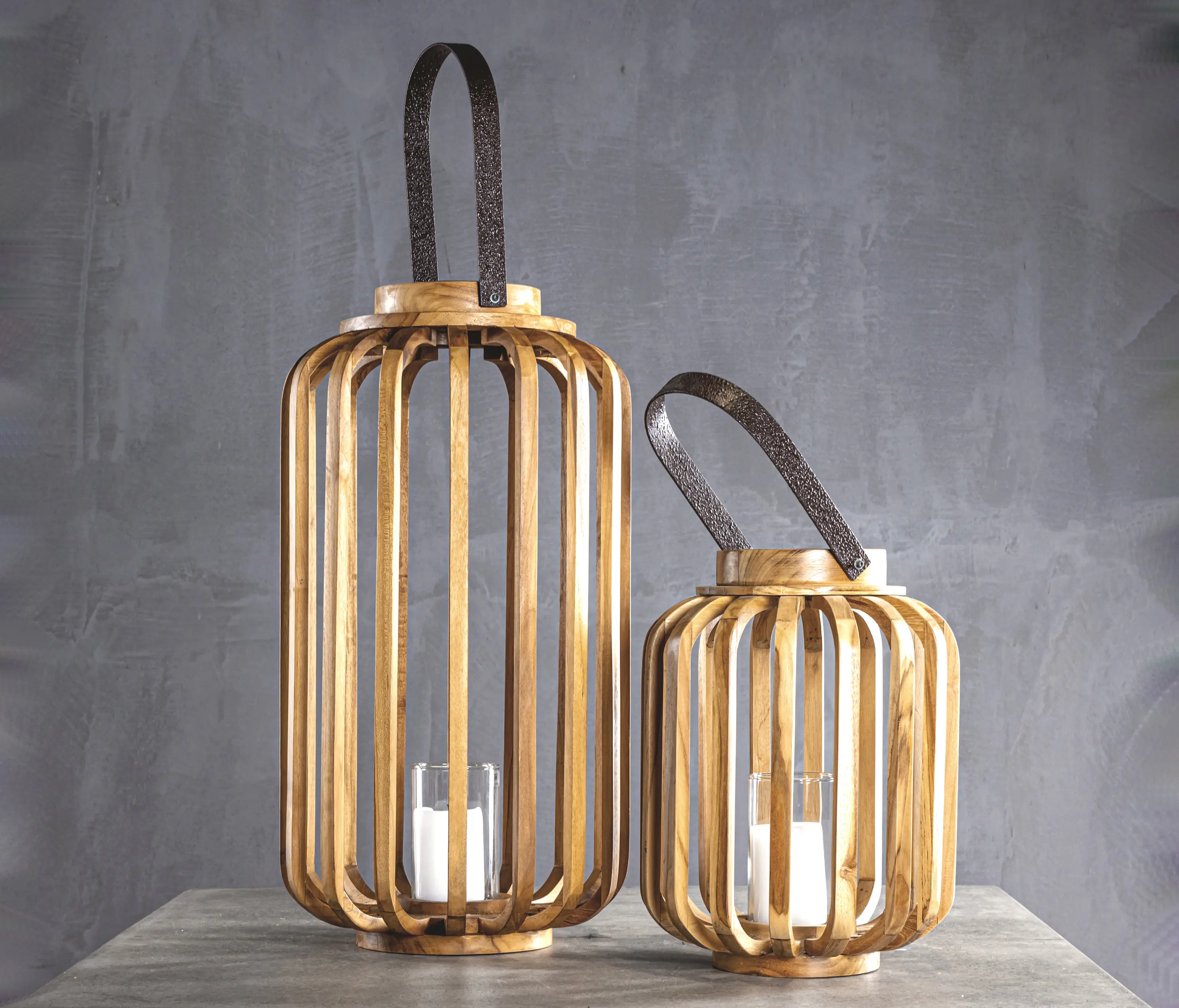 Set Collection - Kanso | Pumpkin Teak Lantern Set of 2