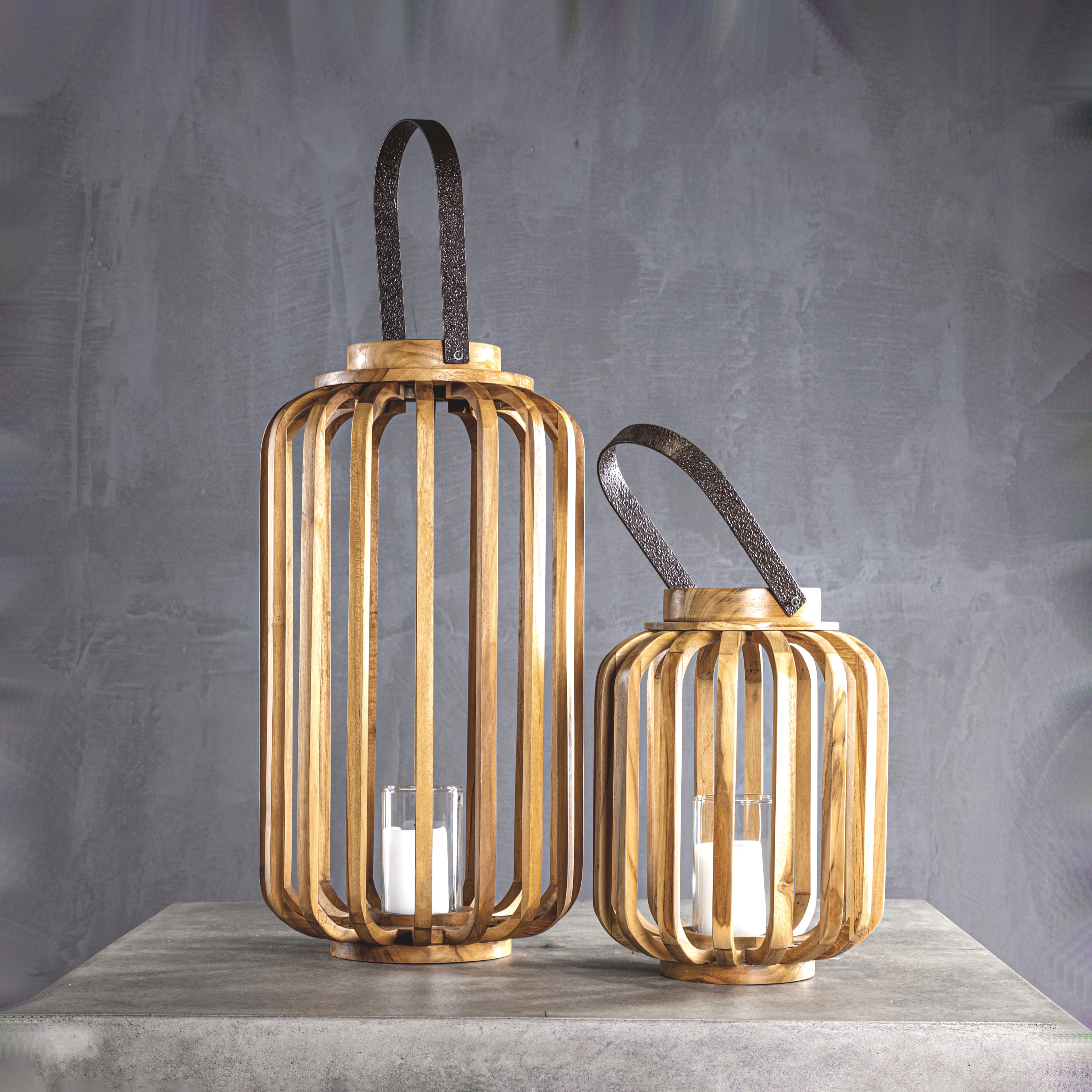 Mostrar el producto Kanso | Pumpkin Teak Lantern Set of 2 del fabricante Set Collection