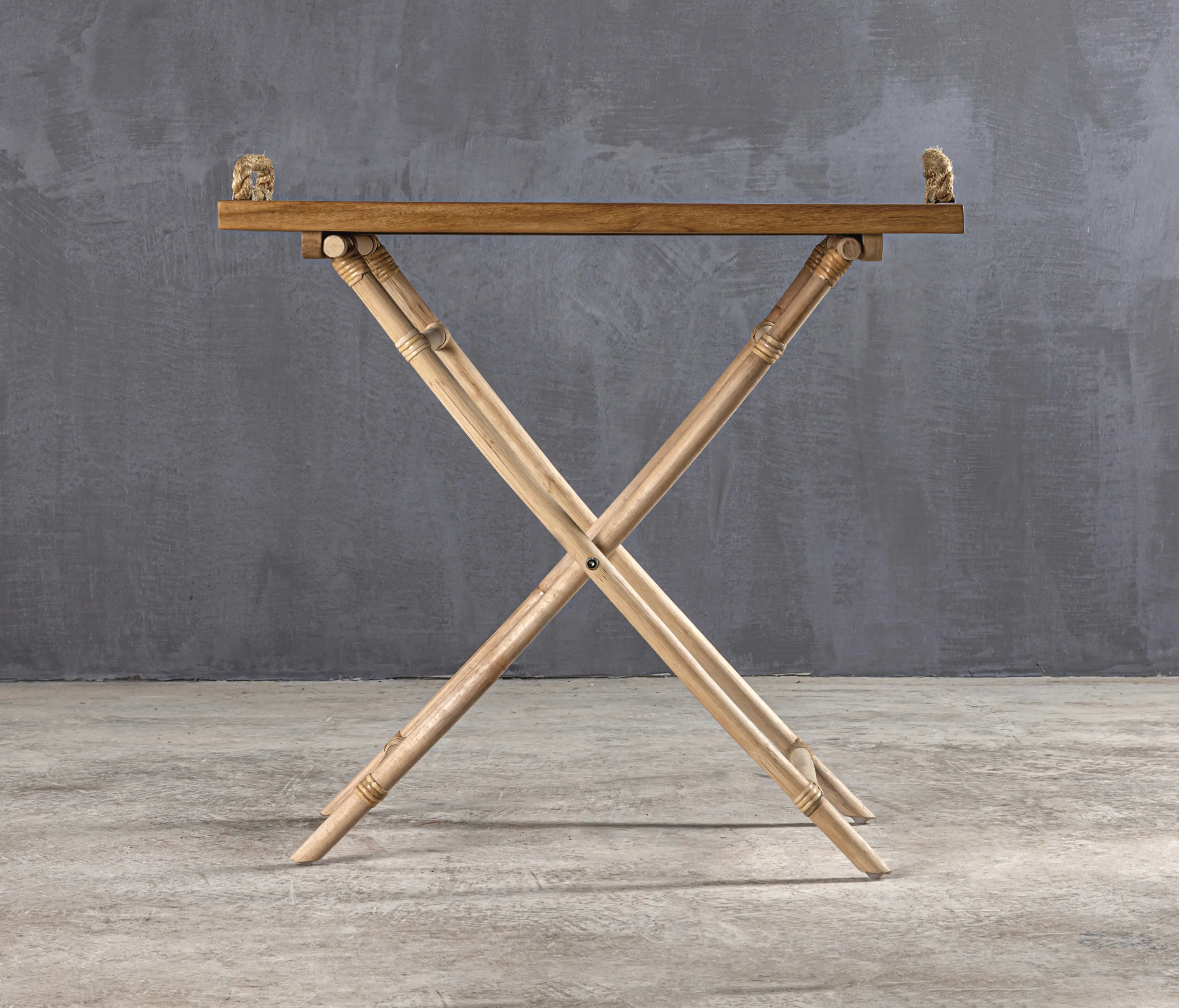 Set Collection - Kanso | Teak Tray on Rattan Stand