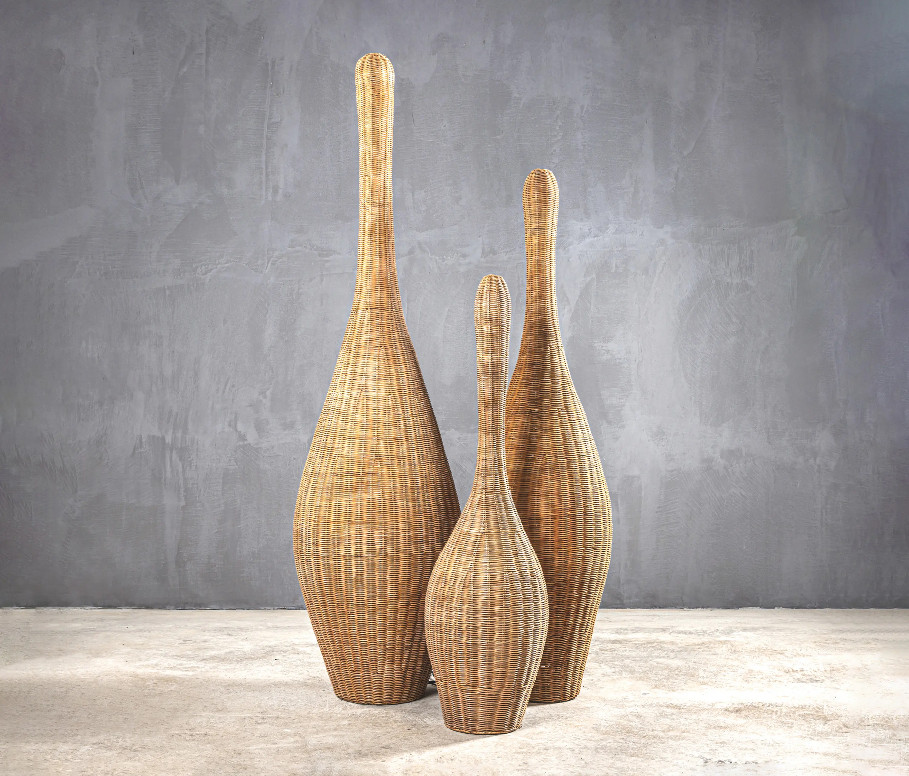 Set Collection - Slow | Flames Floor Lamp Rattan Large 190