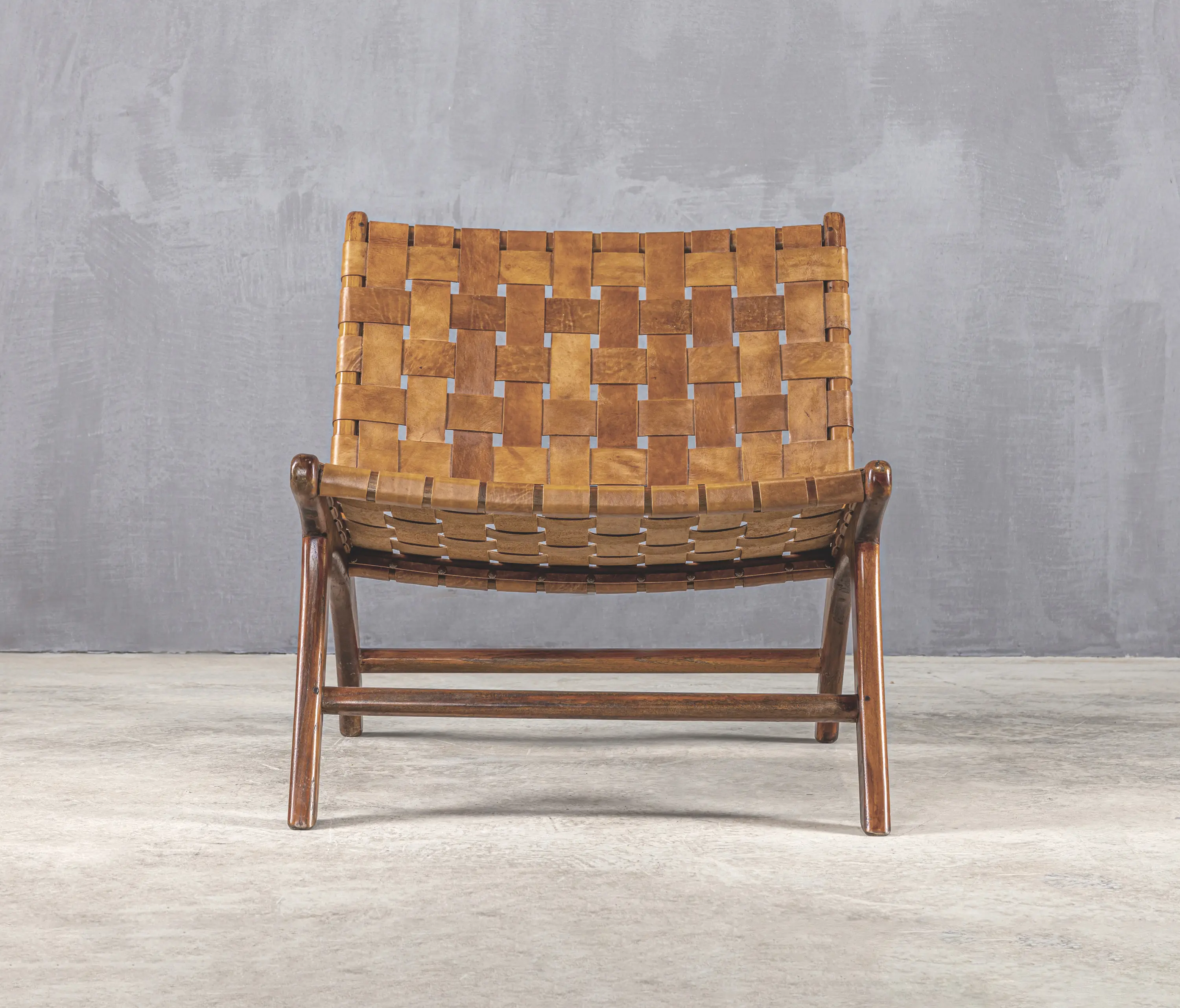 Set Collection - Kanso | Strap Camel Lounge Chair Teak Leather