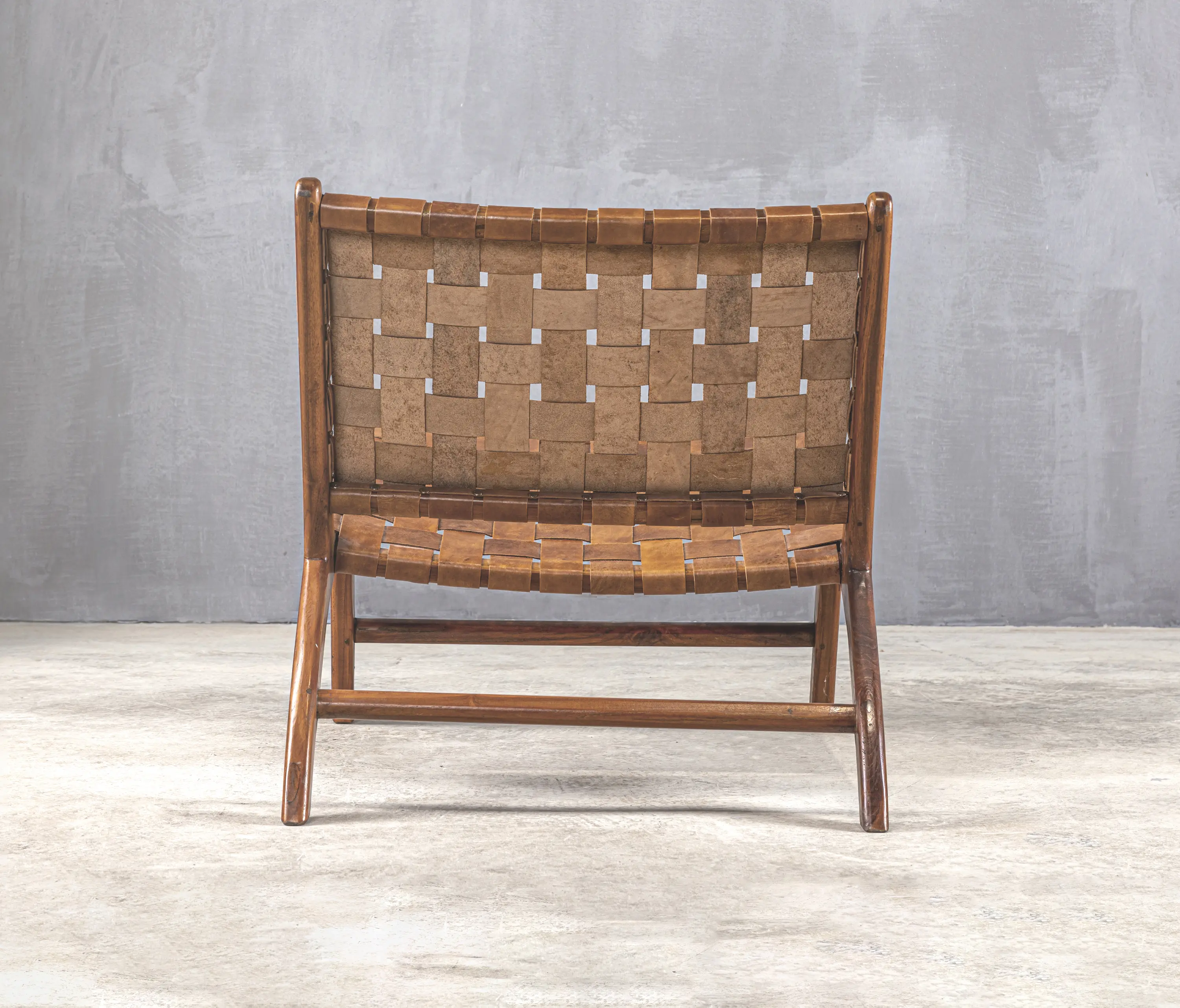 Set Collection - Kanso | Strap Camel Lounge Chair Teak Leather