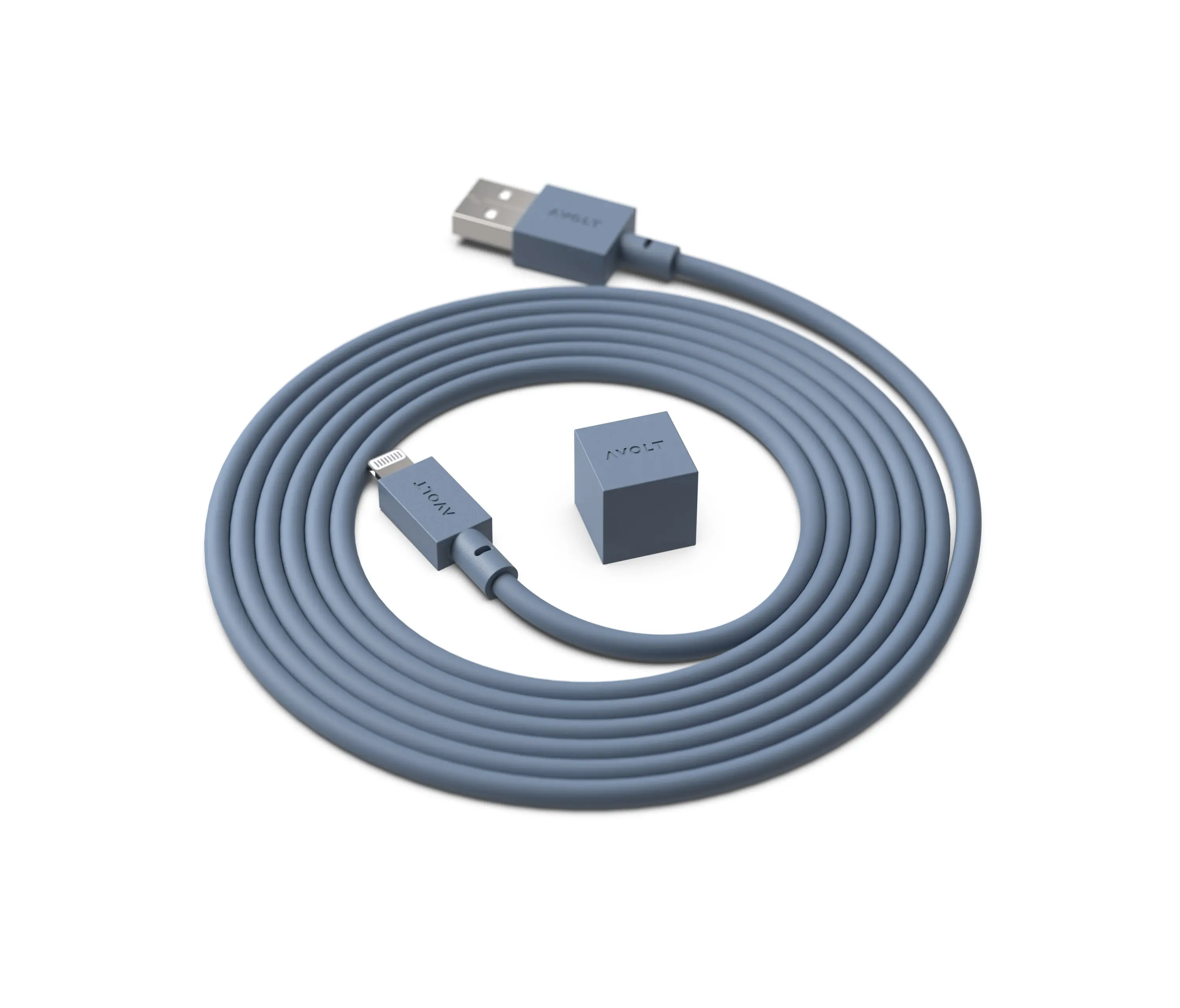Avolt - CABLE 1 USB A to Lightning Silicone MFi charging cable, 1.8m - OCEAN BLUE