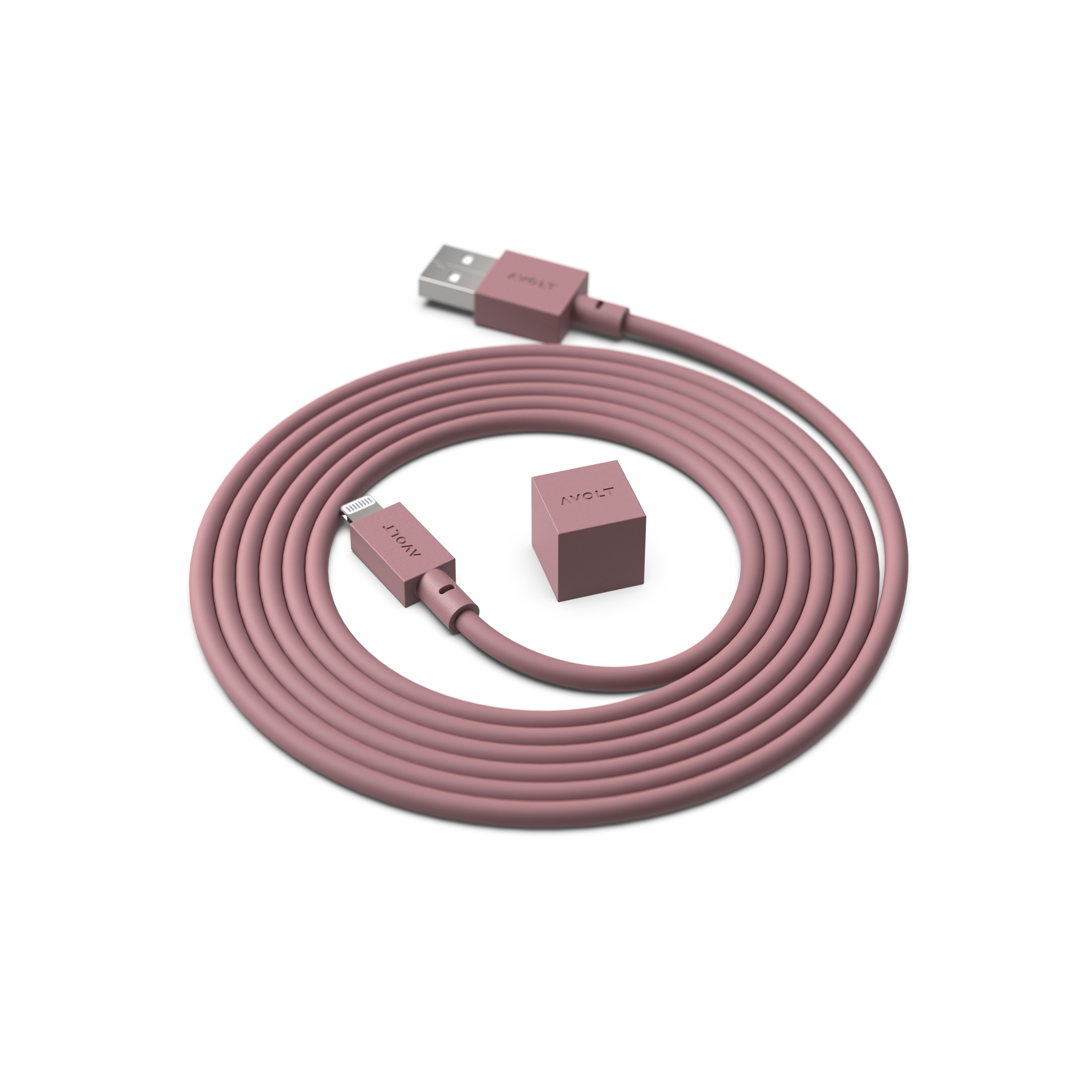 CABLE 1 USB A to Lightning Silicone MFi charging cable, 1.8m - RUSTY RED
