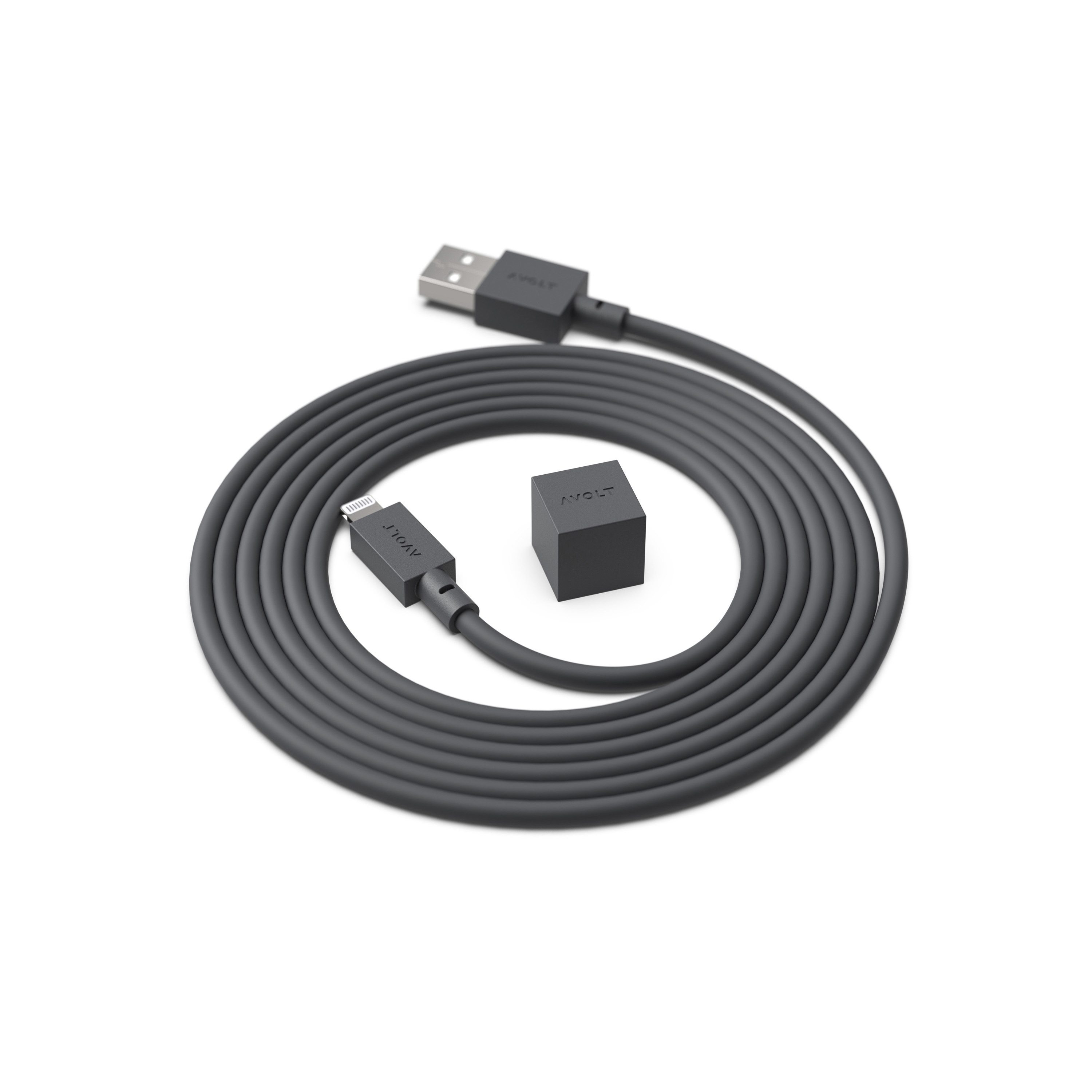 CABLE 1 USB A to Lightning Silicone MFi charging cable, 1.8M - STOCKHOLM BLACK