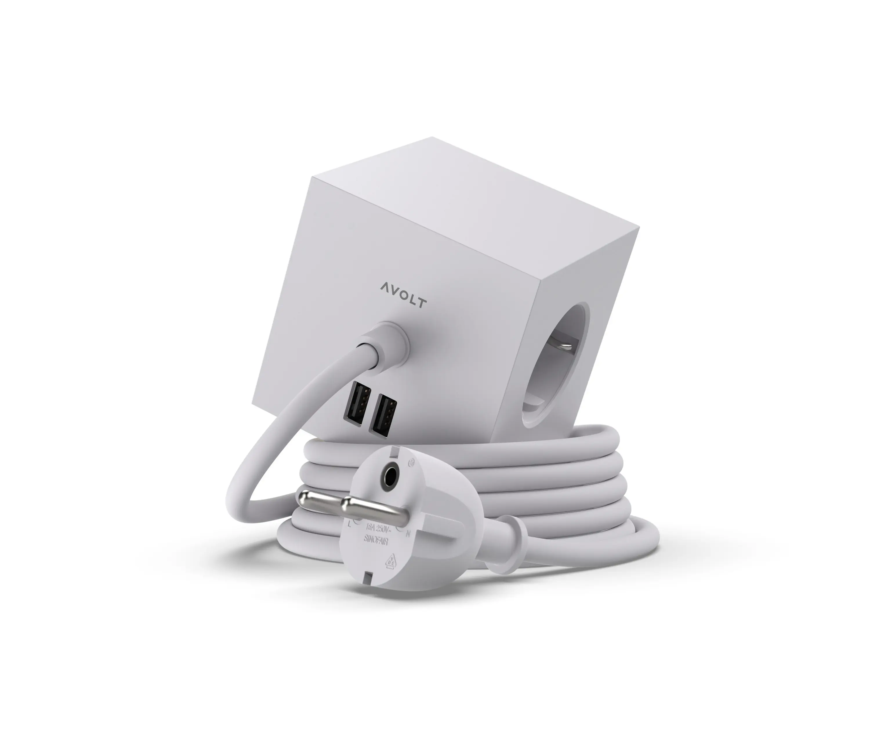 Avolt - SQUARE 1 with Dual USB A ports & Magnetic base, 1.8m - GOTLAND GRAY