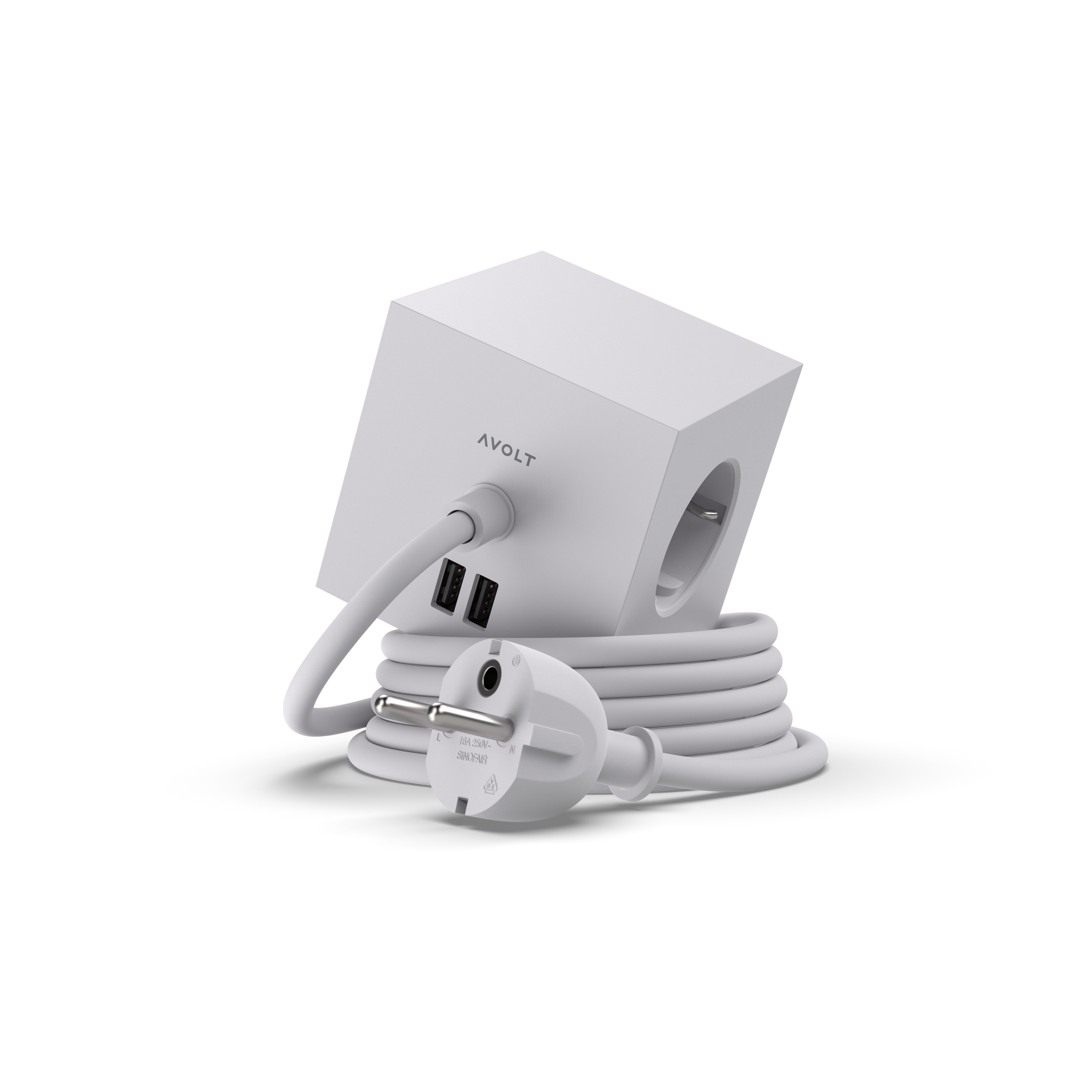 Display product SQUARE 1 with Dual USB A ports & Magnetic base, 1.8m - GOTLAND GRAY from manufacturer Avolt
