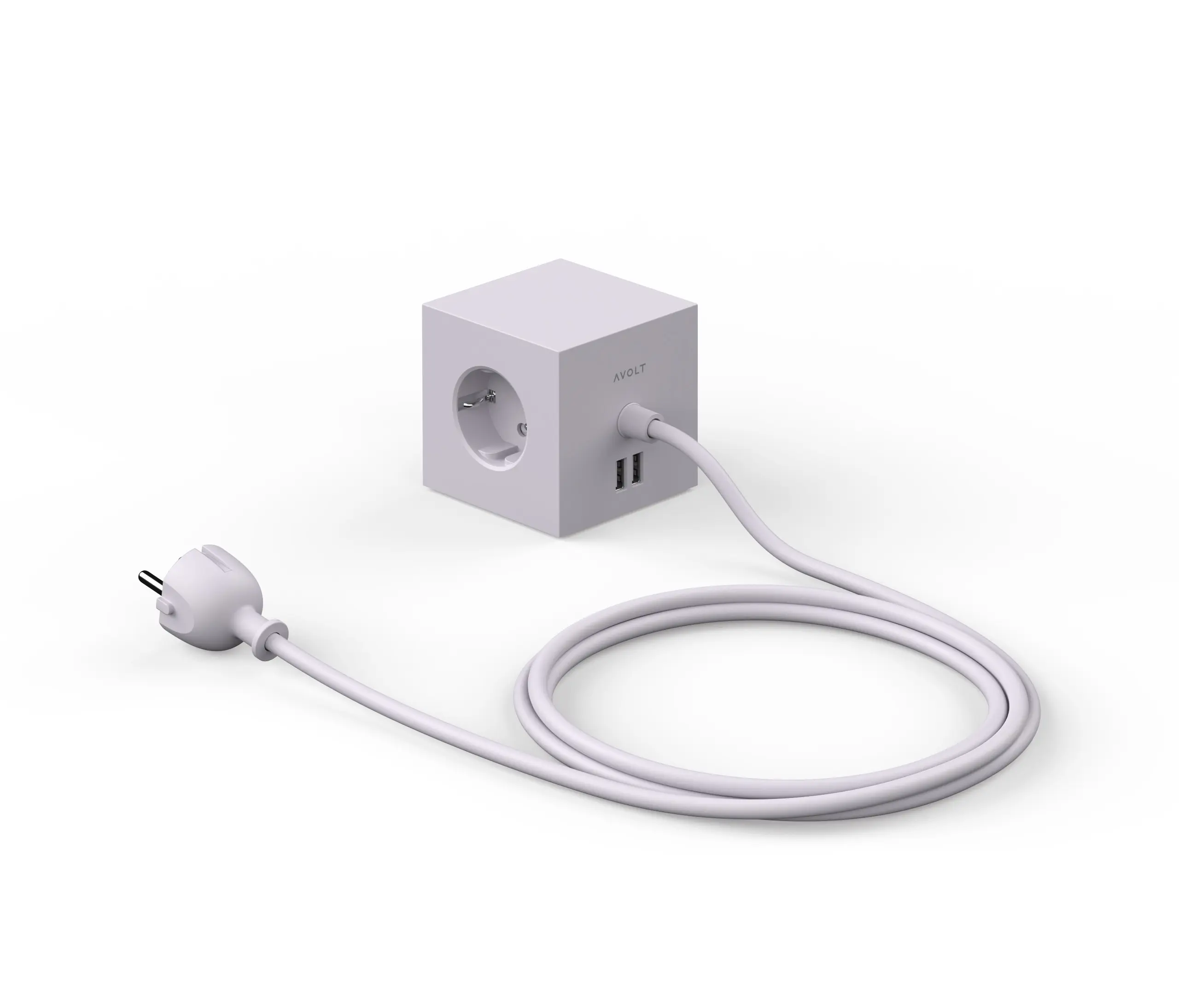 Avolt - SQUARE 1 with Dual USB A ports & Magnetic base, 1.8m - GOTLAND GRAY