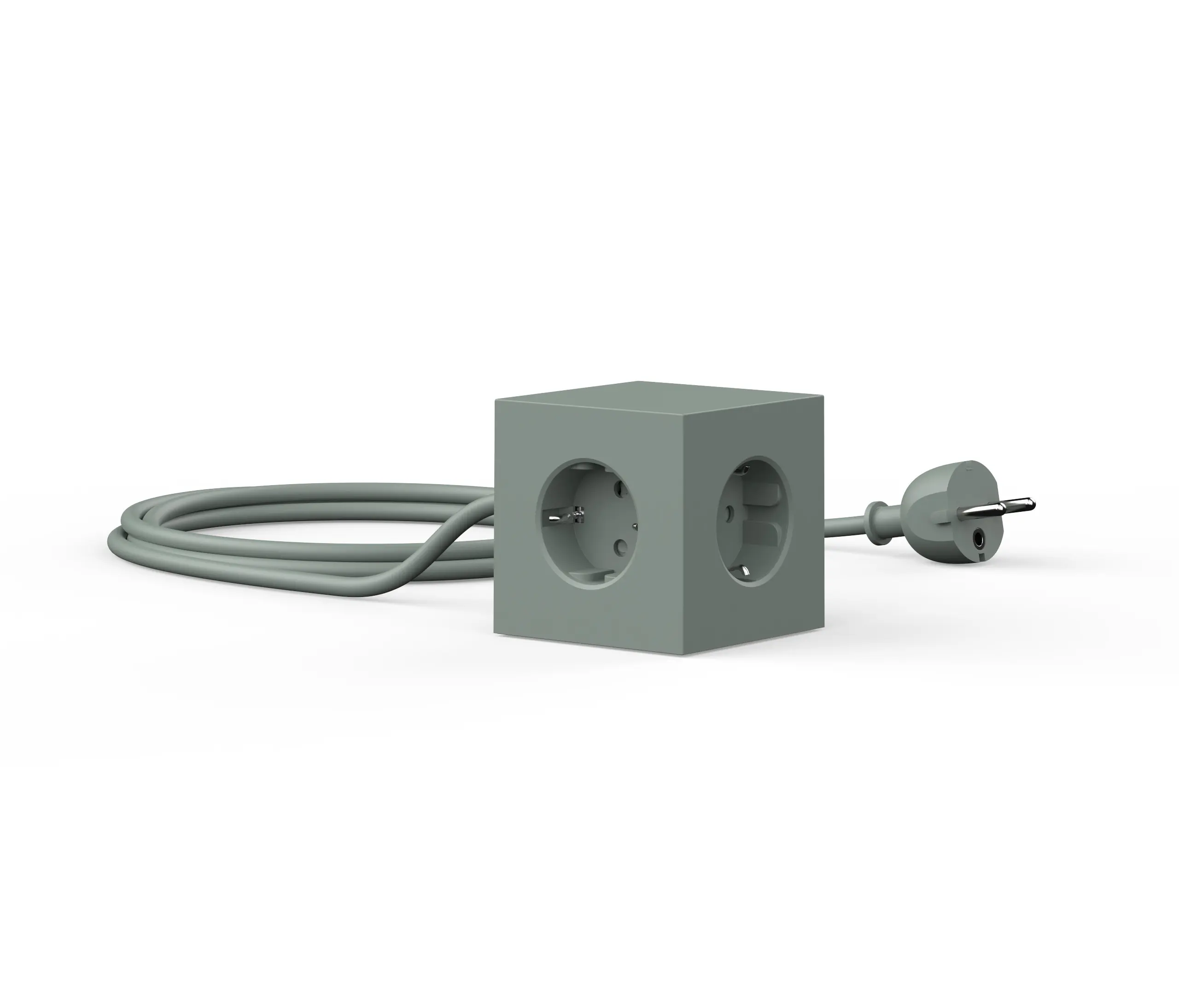Avolt - SQUARE 1 with Dual USB A ports & Magnetic base, 1.8m - OAK GREEN