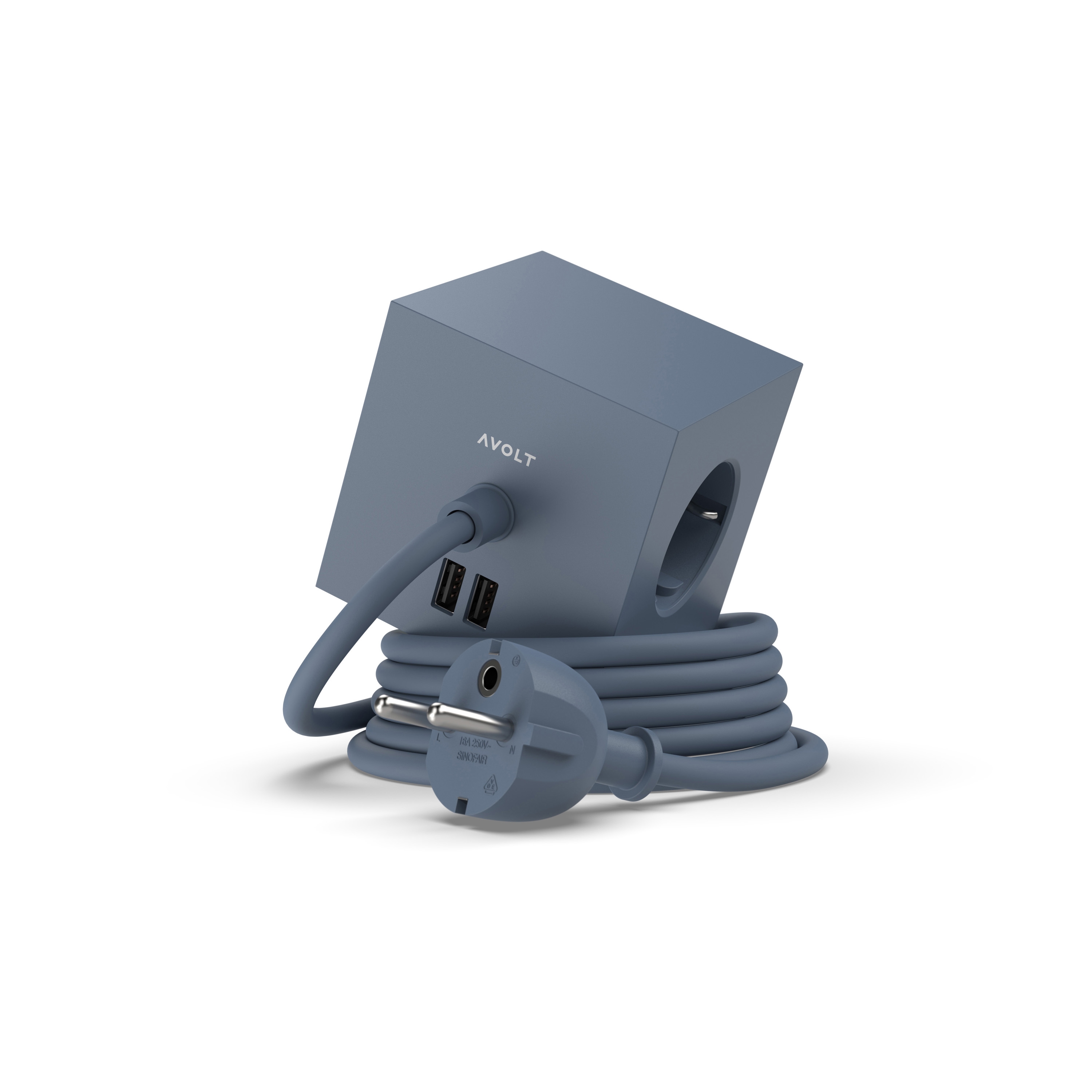 SQUARE 1 with Dual USB A ports & Magnetic base, 1.8m - OCEAN BLUE