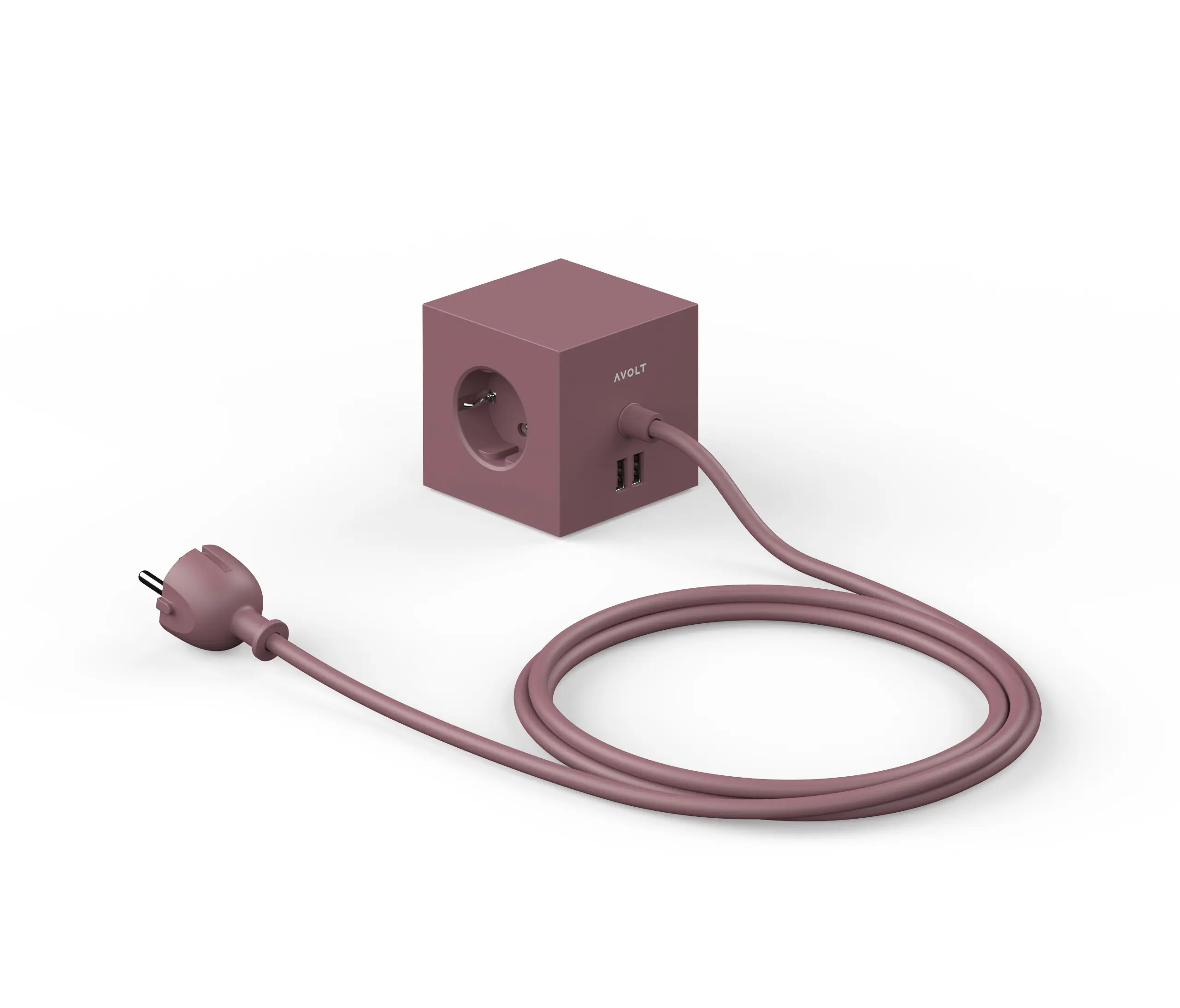 Avolt - SQUARE 1 with Dual USB A ports & Magnetic base, 1.8m - RUSTY RED