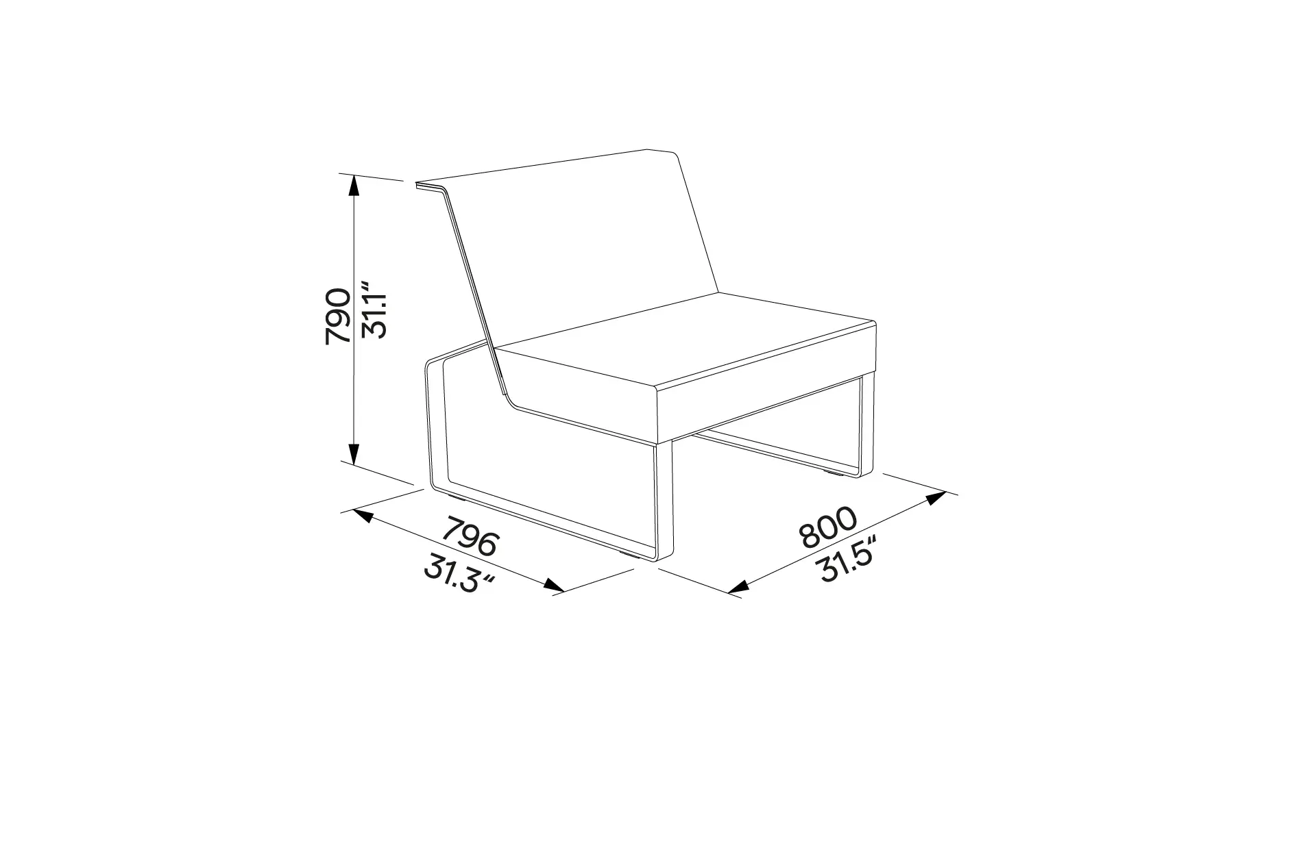 Egoé - Armchair without armrests Moja