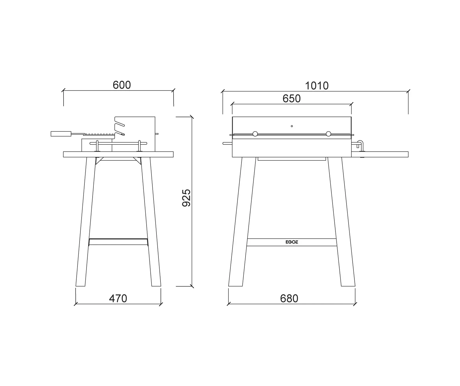 Egoé - BBQ small table grill Back to fire