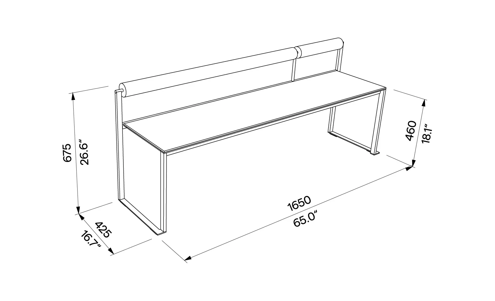 Egoé - Bench with the backrest Bistrot
