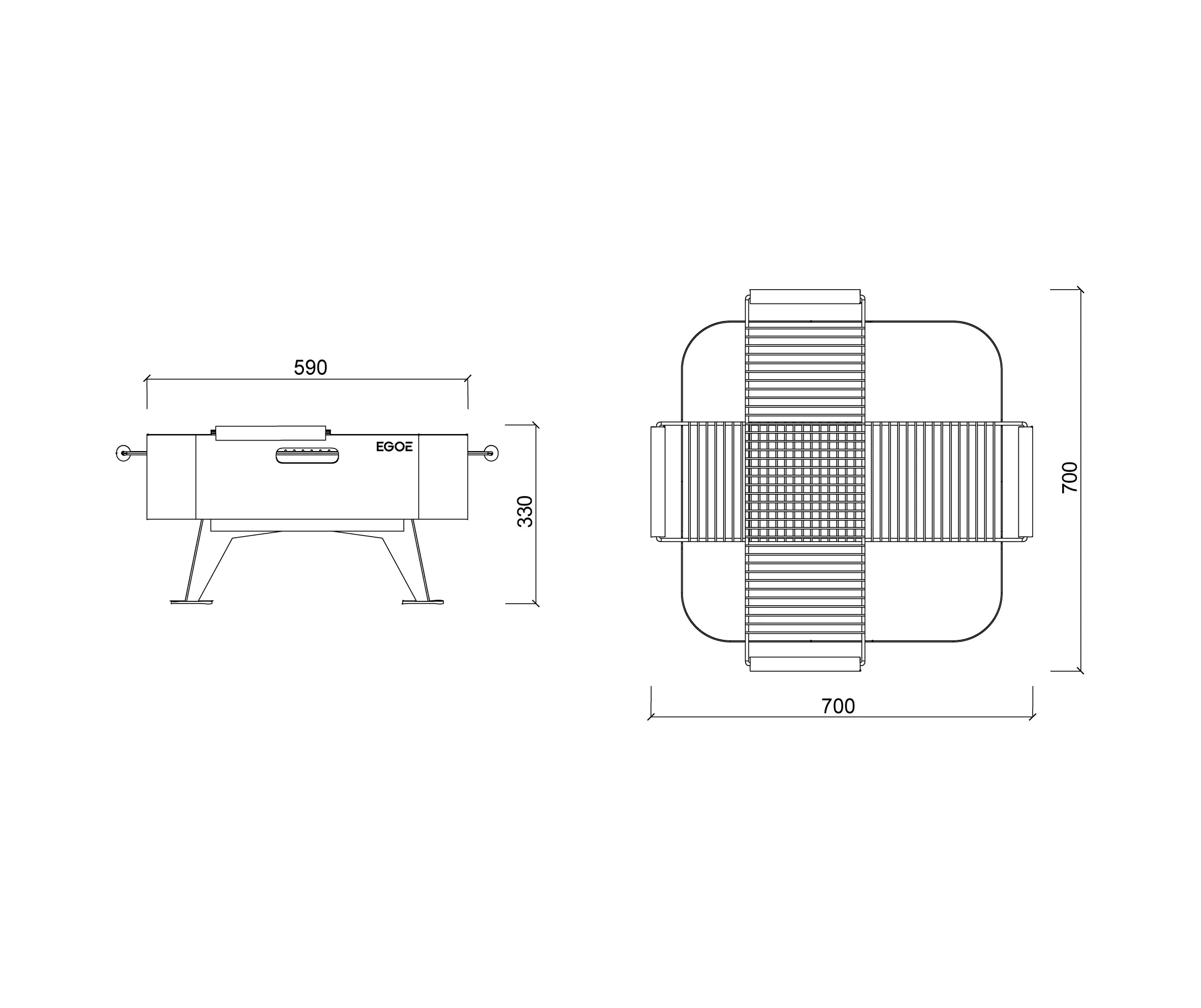Egoé - Square firepit Back to fire