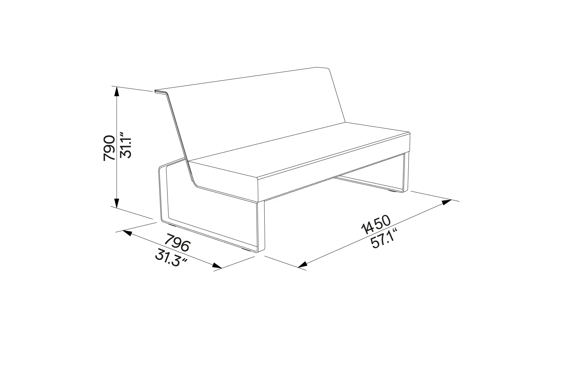 Egoé - Two-seat sofa without armrests Moja